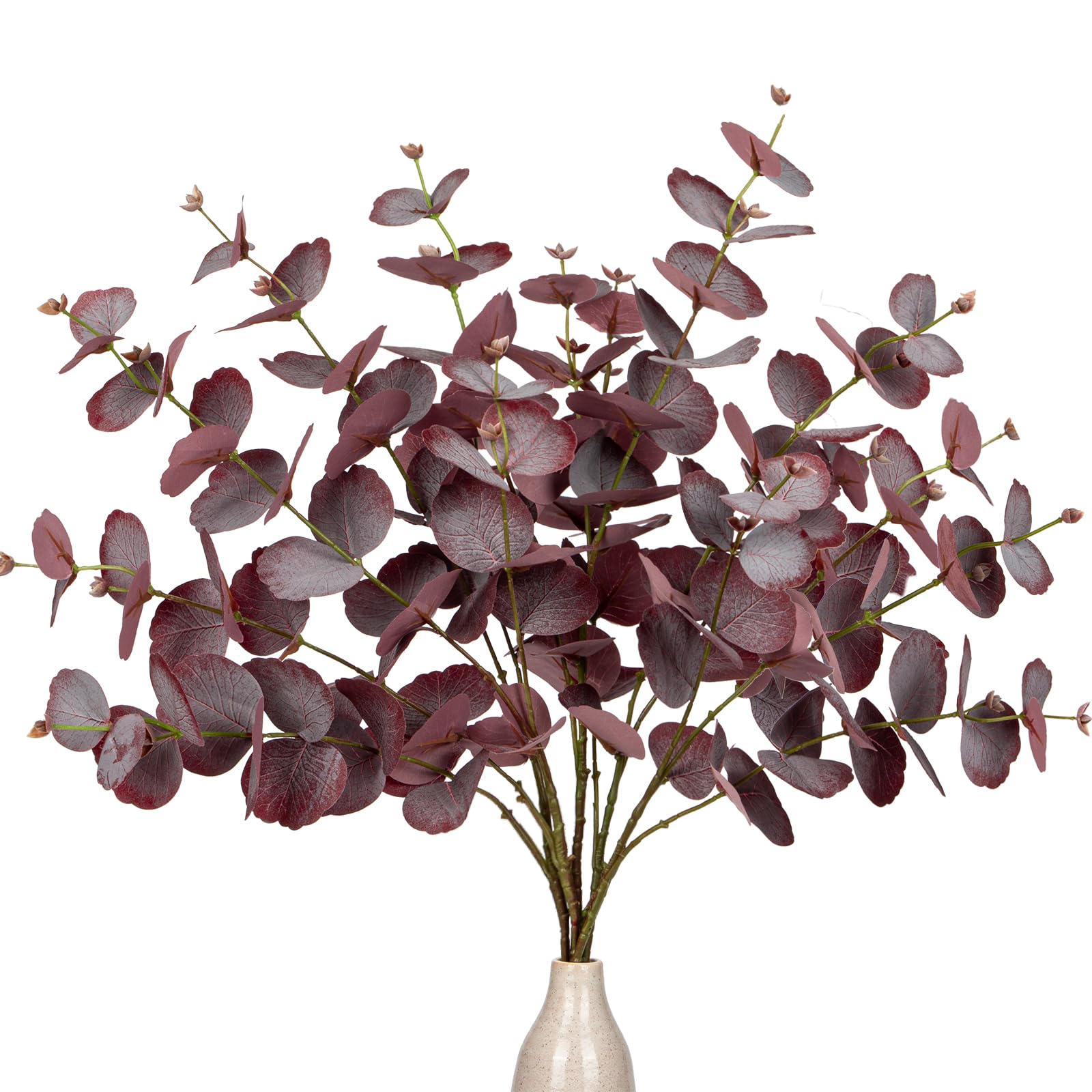 5PCS Kunstzweig Eukalyptus Künstliche Dekozweige, Rote Eukalyptusblätter Kunstpflanze Wie Echt Dekopflanzen für Hochzeit, Tafelaufsatz, Blumengesteck, Home Dekoration