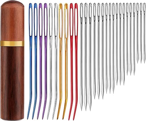 YASUOA Agujas de hilo multiusos 28 agujas de tapiz dobladas y agujas romas de acero inoxidable Ideal para proyectos de bordado, tejido y costura