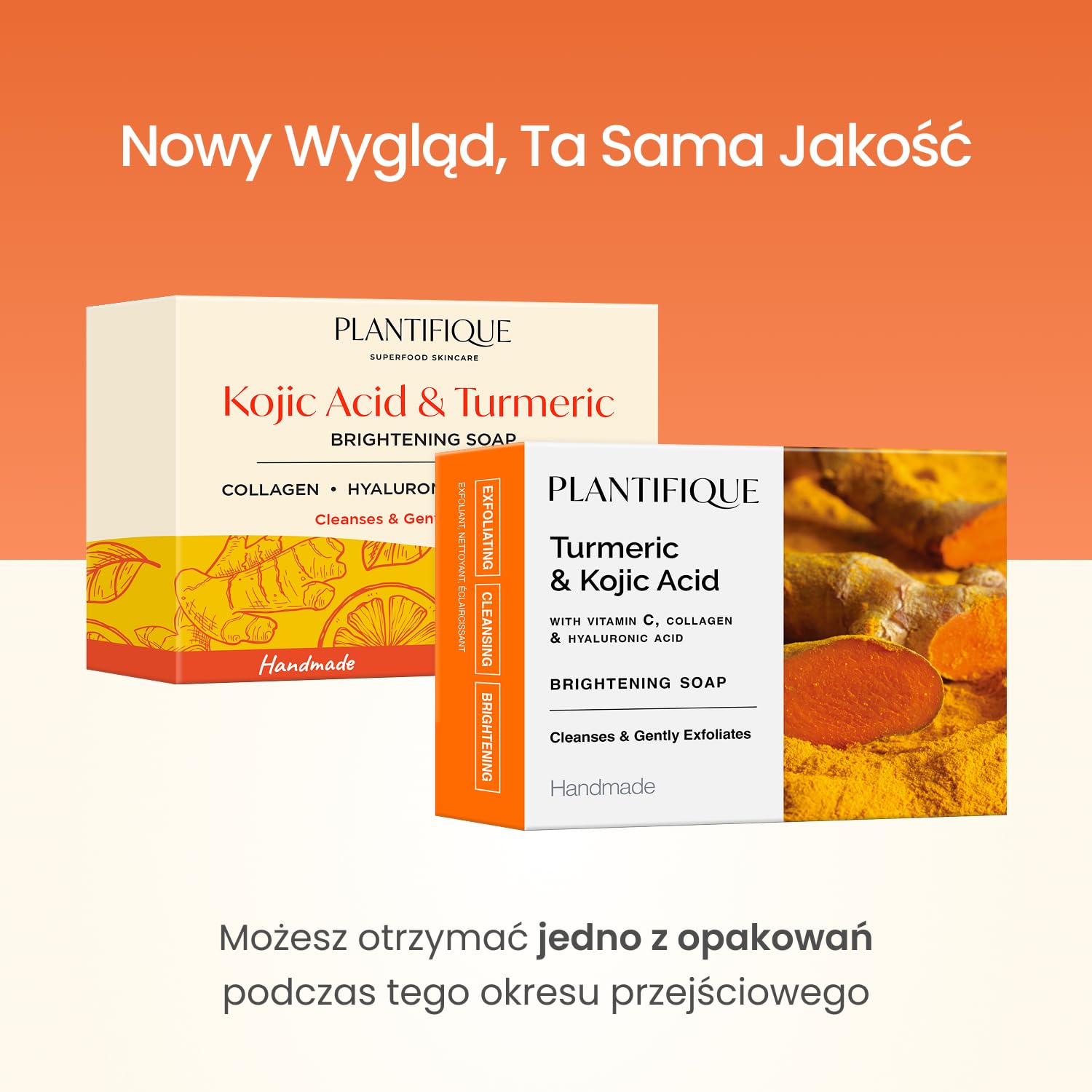 PLANTIFIQUE Mydło z Kwasem Kojowym na Przebarwienia – Kurkumowe mydło 2 sztuki z kwasem hialuronowym, kolagenem i witaminą C, wegańska pielęgnacja twarzy i ciała, 160 g | Mydło zapachowe - solidny środek czyszczący dla kobiet i mężczyzn – mydło do obieran