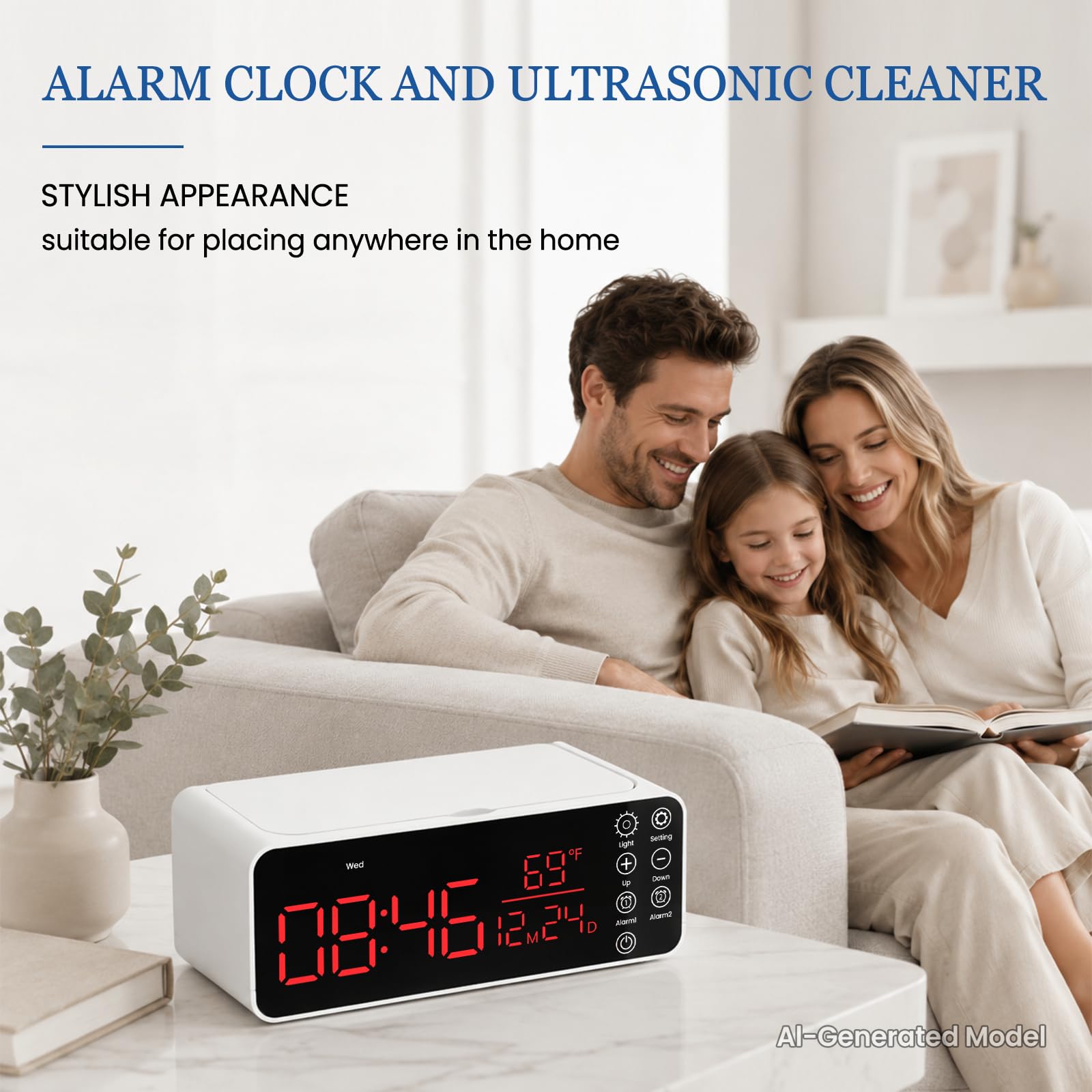 Dispositivo di pulizia a ultrasuoni, 48 kHz, 500 ml, dispositivo a ultrasuoni con sveglia, pulitore a ultrasuoni con display LCD, per apparecchi dentali, occhiali, anelli, orologi, incluso panno per