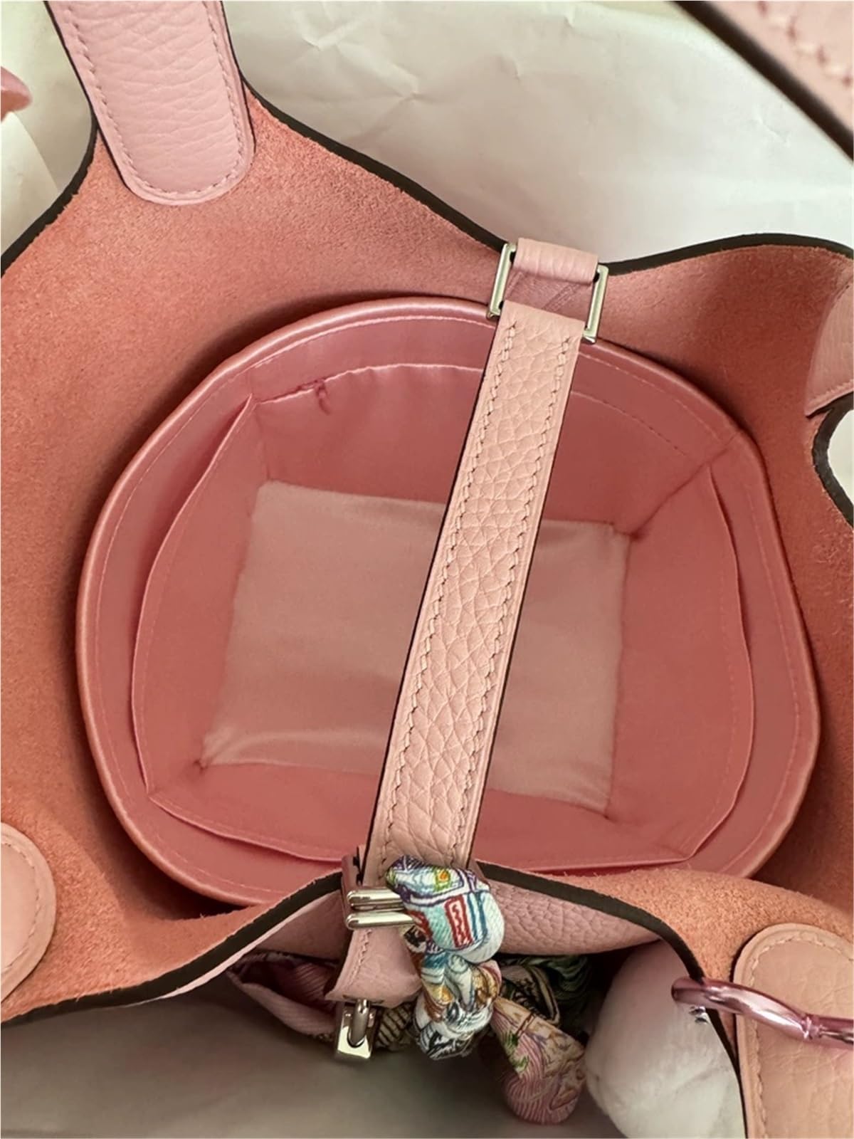 Organisateur de Sac Insert de Rangement en Soie pour Sac à Main Hermes Picotin 18/22(Pink,for Picotin18)