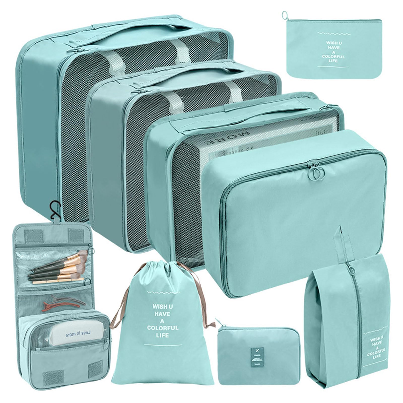 9pcs / set Packing Cubes Travel Organizer for Carry on Suitcases Luggage Clothes Large Storage Waterproof Toiletry Storage Travel Organizer Bag Toiletries