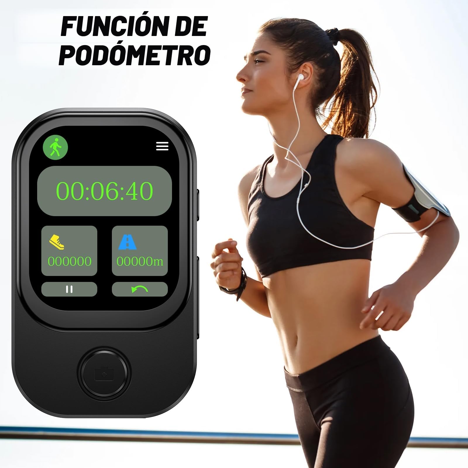 64GB Reproductor MP3 con Bluetooth 5.4, Cámara Abatible de 180°, Mini Reproductor Música Altavoz HD Radio FM Sonido HiFi Ldeal E-Book Podómetro Deportivo