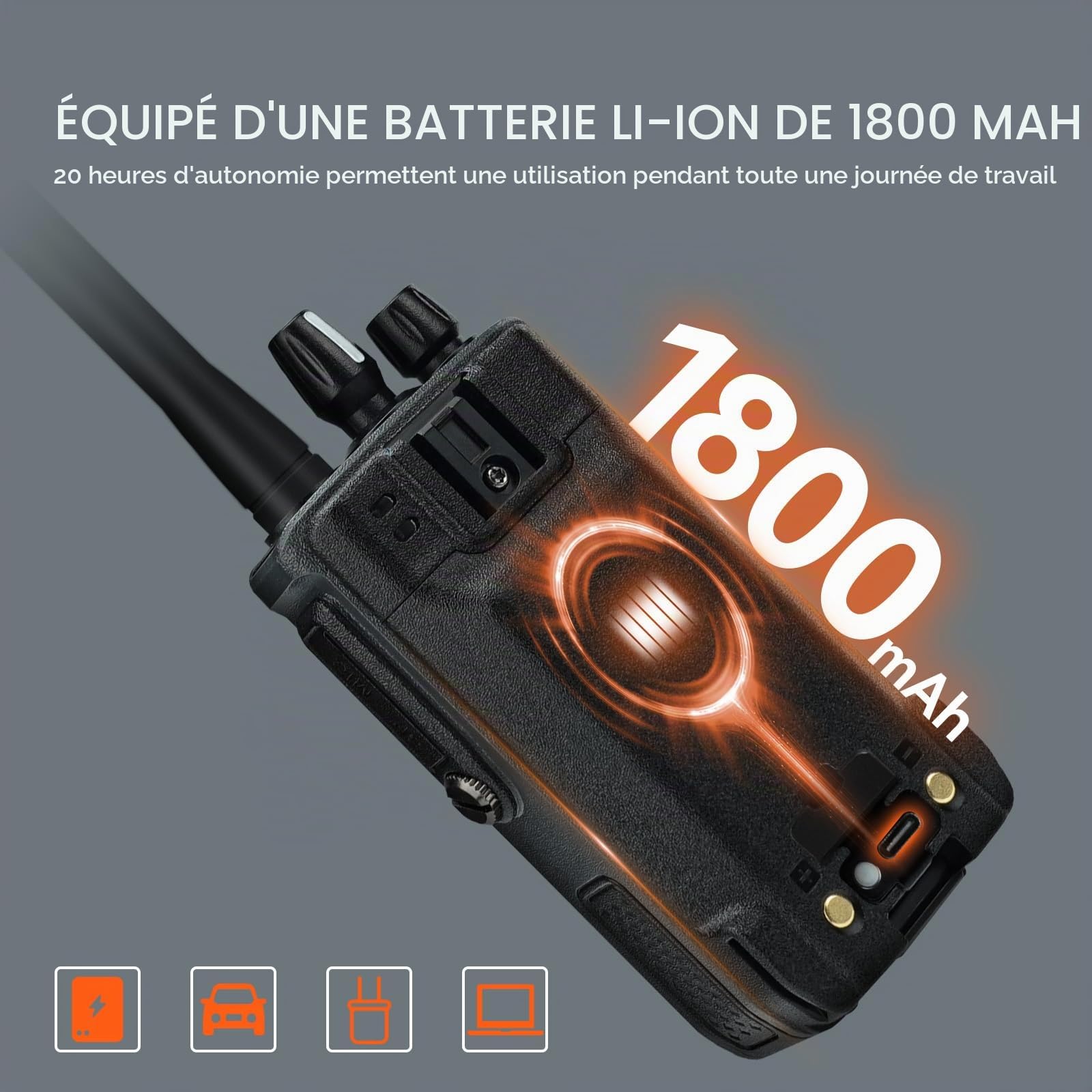 Retevis C1 Talkie Walkie IP67, Radio Étanche Portative Double Bande