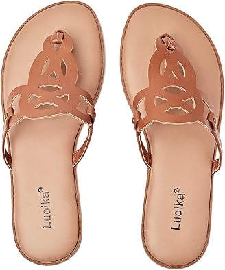 Luoika Womens Wide Width Flat Slides Sandals, Flip Flop Strappy Rhinestone Thong Sandals Comfortable Summer Beach Shoes for Women.