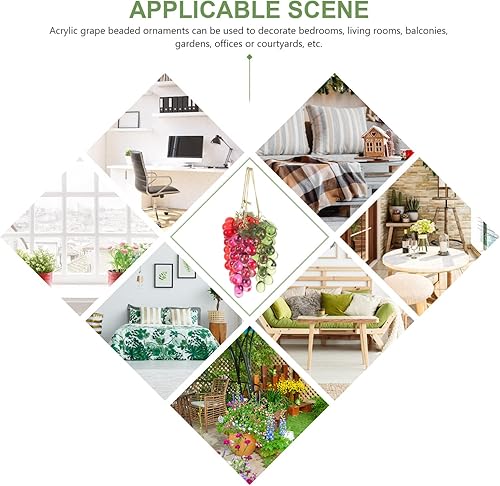 Miniatura 8 de EXCEART Adorno acrílico de racimo de uva, 3 piezas de uvas artificiales, decoración colgante para Navidad, fiesta, boda