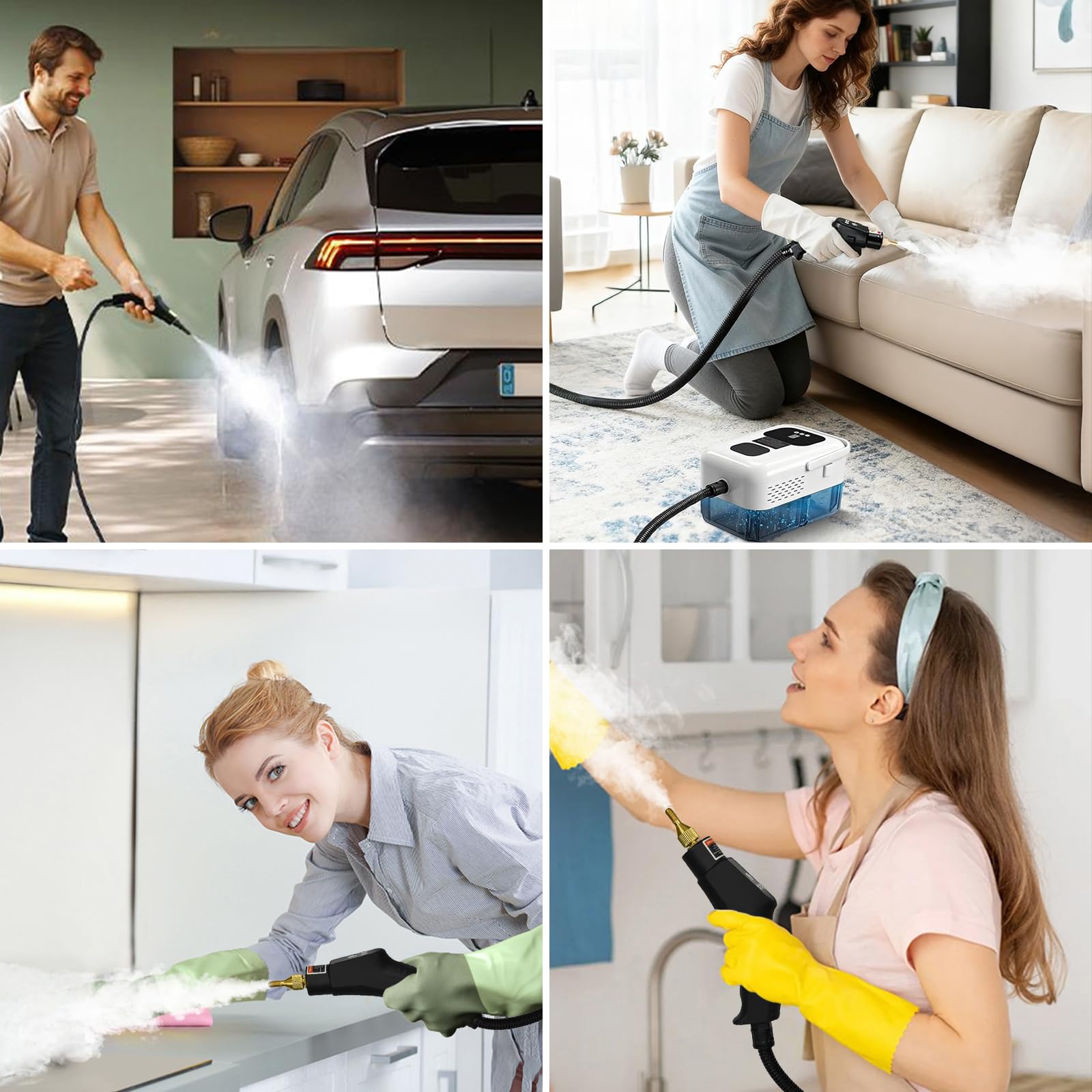 Teodute 1500W Limpiador a Vapor Portátil, con 13 Accesorios, 1,2L Depósito Agua Grande Steam Cleaner, Limpiador de Vapor cocina Baño Patio Azulejos Juntas Suelos y Limpieza Coches