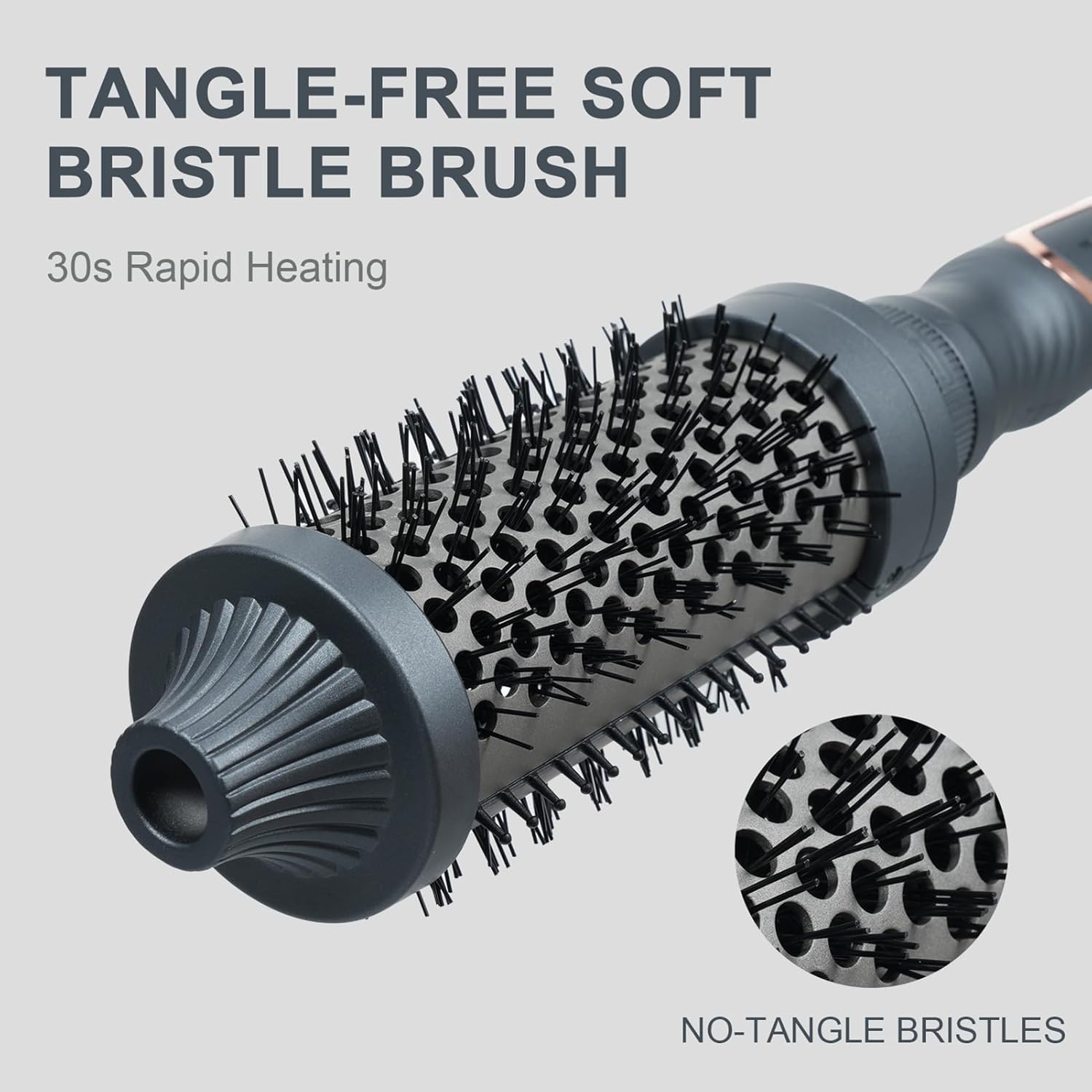 Heated Round Brush, Thermal Brush Blowout Set 1.25"/1.5"/1.75" for Short to Long Hair, 300-450°F for Fine to Coarse Hair, One Step Smooths Frizz, Boosts Shine, Adds Volume, Dual Voltage, Dark Gray