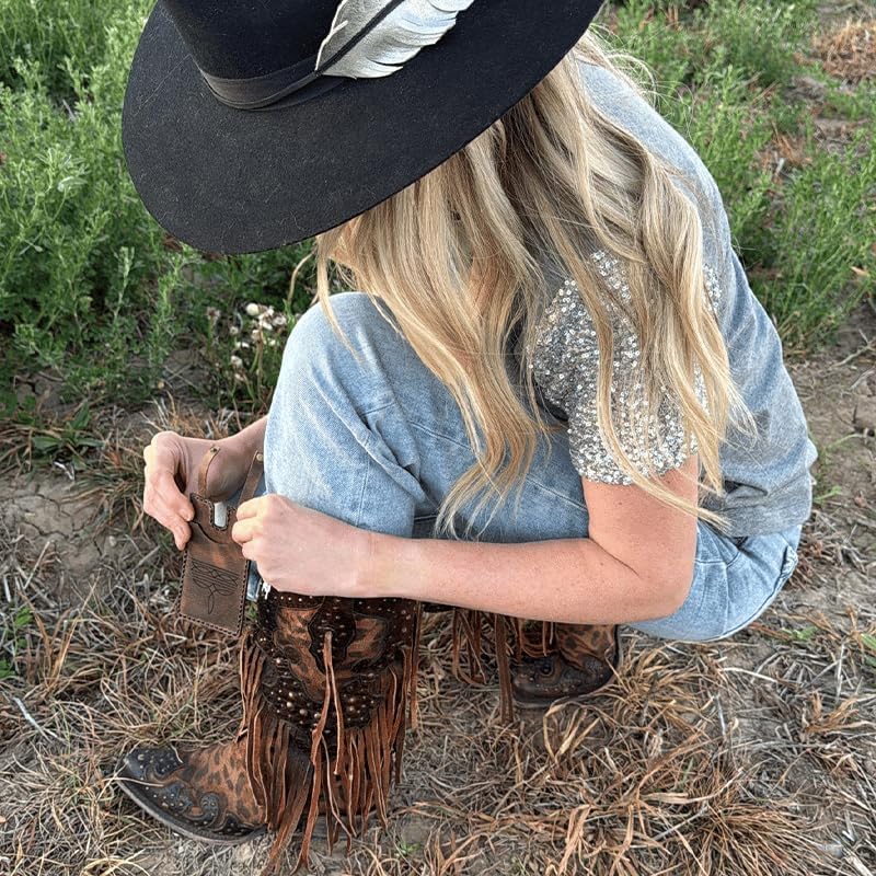 Western Boot Leather Wallet with Snap Closure, Handcrafted Slim Cowboy Billfold for Women, Compact Travel-Friendly Credit Card Holder, Inside the Boot Essentials (Coffee)2