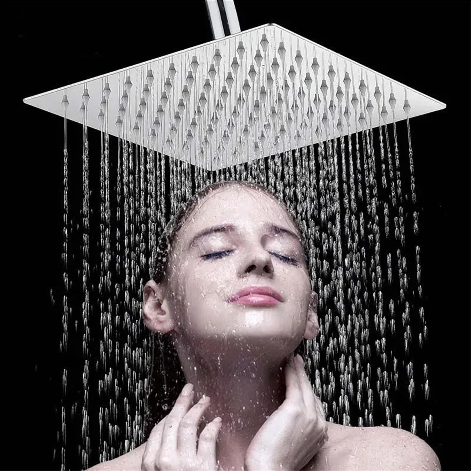 Soffione Doccia Soffioni doccia 10/8/6 pollici in acciaio inossidabile ultra sottile a cascata soffione a pioggia quadrato rotondo(Round,25cm)
