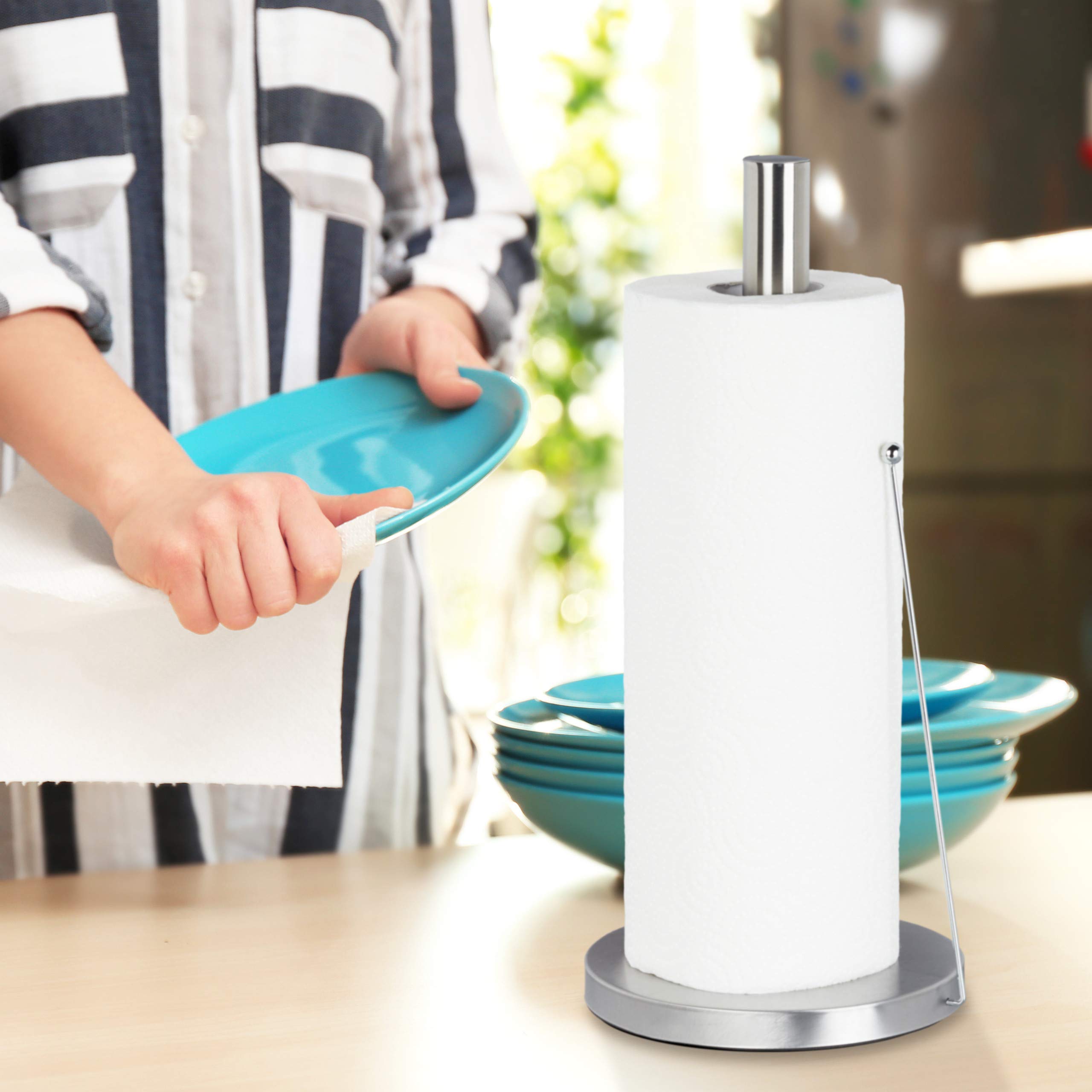 Porta rotolo verticale da cucina in acciaio inox per rotolone