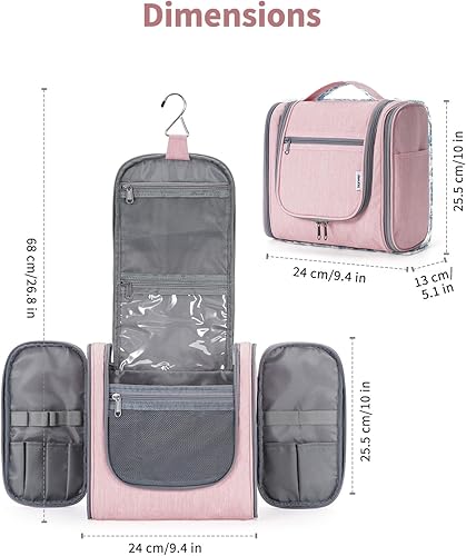 Miniatura 5 de Narwey Neceser de viaje colgante organizador de maquillaje cosmético para mujeres y hombres, Rosado, Neceser