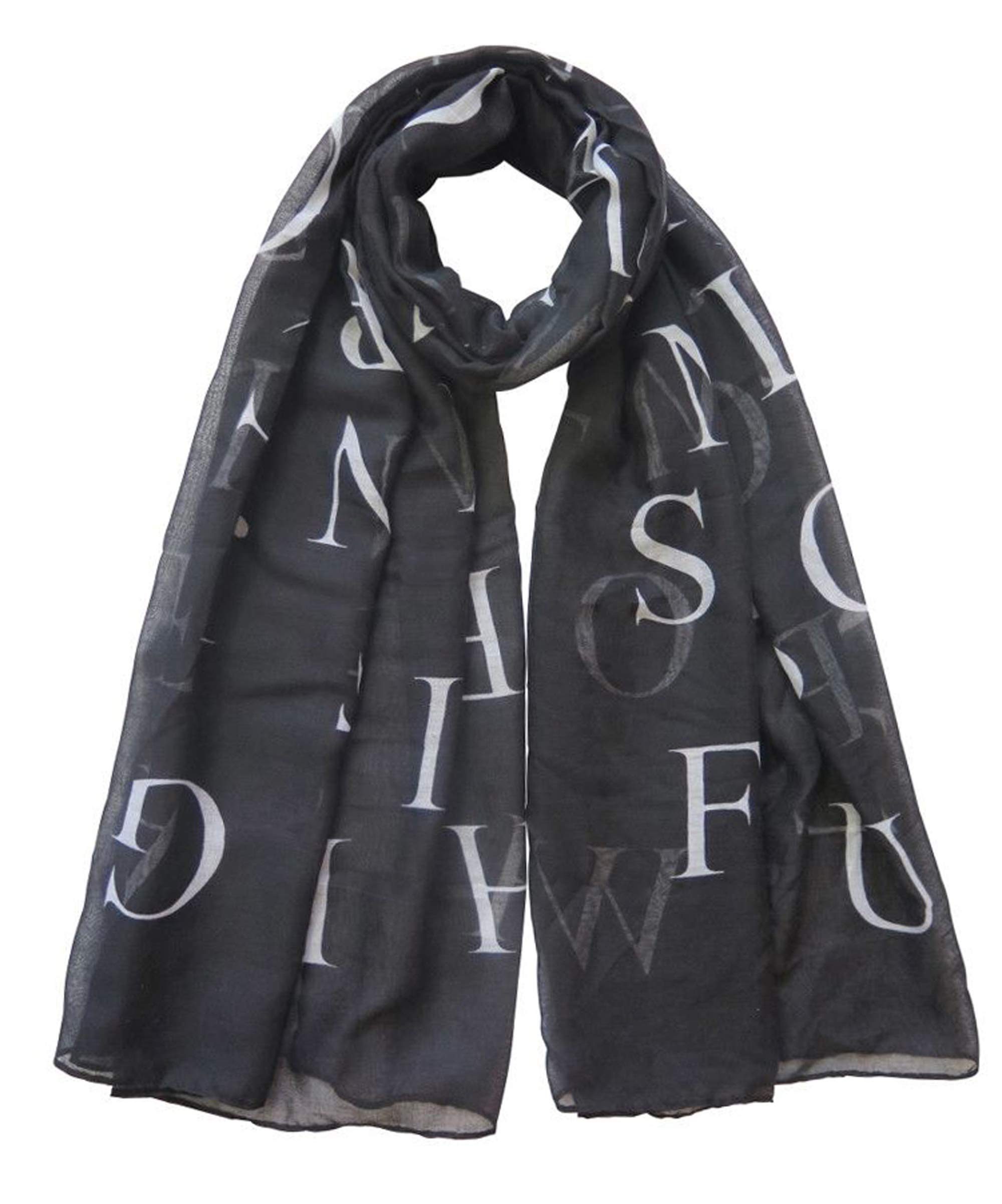 Alphabet ABC Letters Print Women's Scarf Shawl Wrap Lightweight