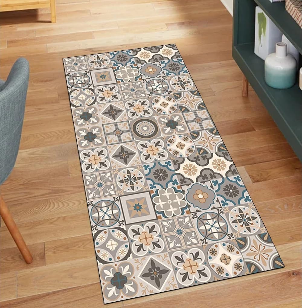 Alfombra bohemia antideslizante para pasillos estrechos y suelos fríos lavable