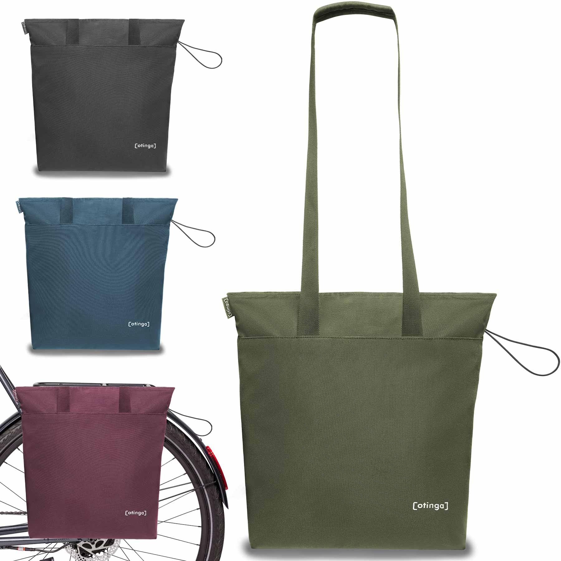 fahrradtasche shopper otinga® faltbar [14L Volumen] ideal als Zusatztasche zum Verstauen I Einkaufstasche Fahrrad für jeden Gepäckträger I Extra Typ:Solo Stiftung Warentest zeigt: 15-Euro-Helm lieferantnotset