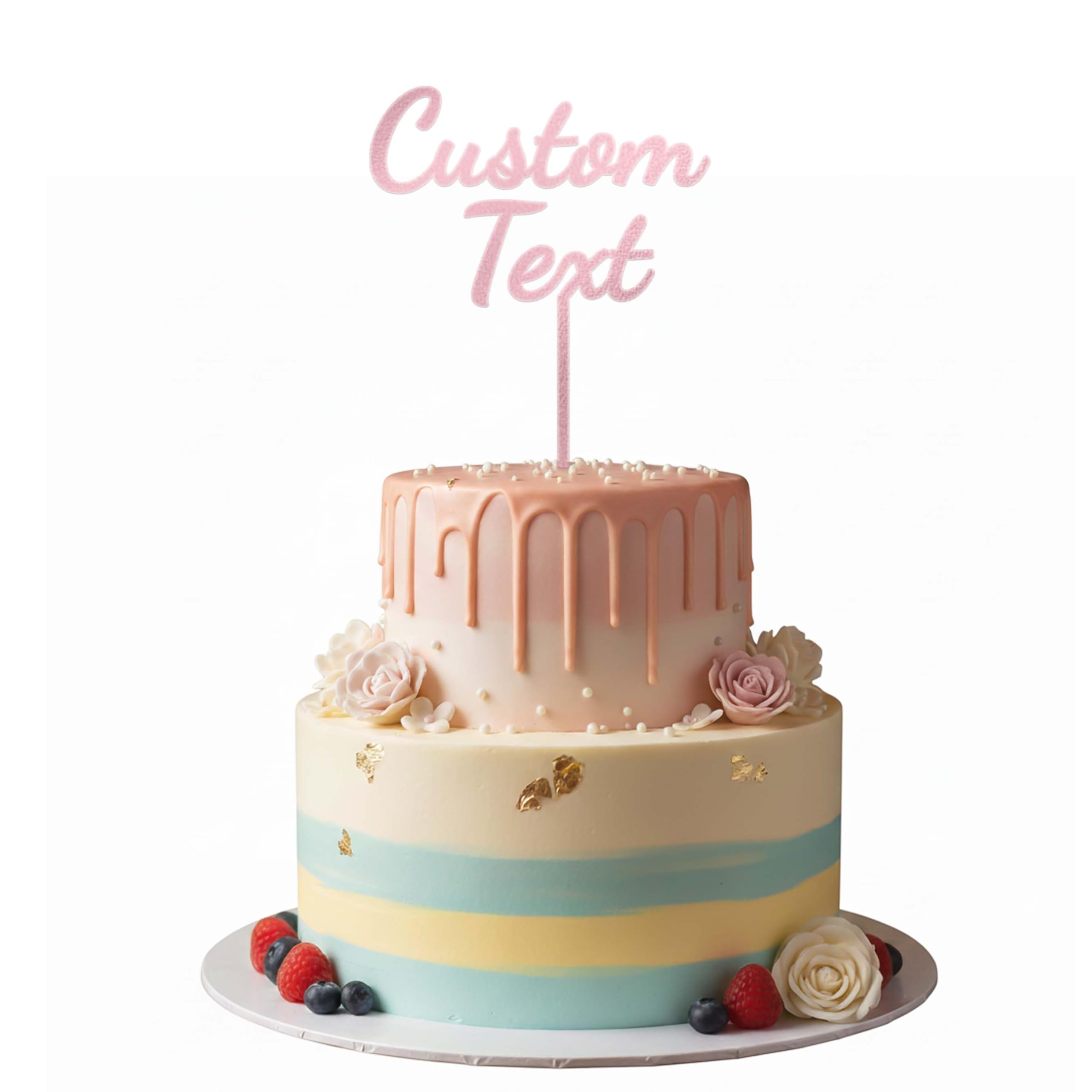 Personalized Acrylic Cake Topper, Large 3mm Custom Acrylic Letters Cake Decoration, Happy Birthday Sign Wedding Decoration Table Centre Piece Party (ROSE GOLD)