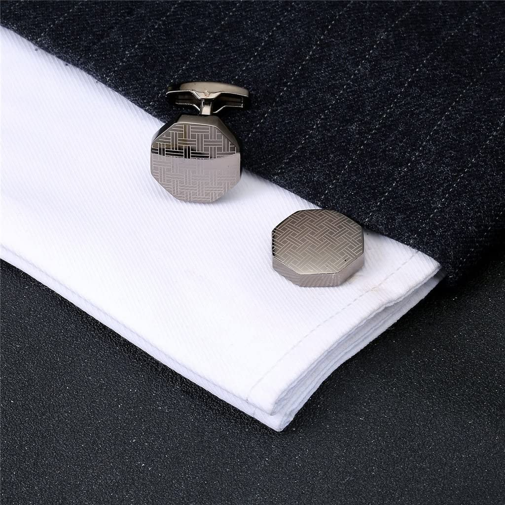 Gemelos geométricos para hombre con botones para camisa (color: A, tamaño: talla única)