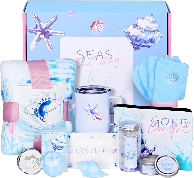 Birthday Gifts for Women Self Care Spa Gifts Get Well Soon Basket Care Package Flannel Blanket Candle Bath