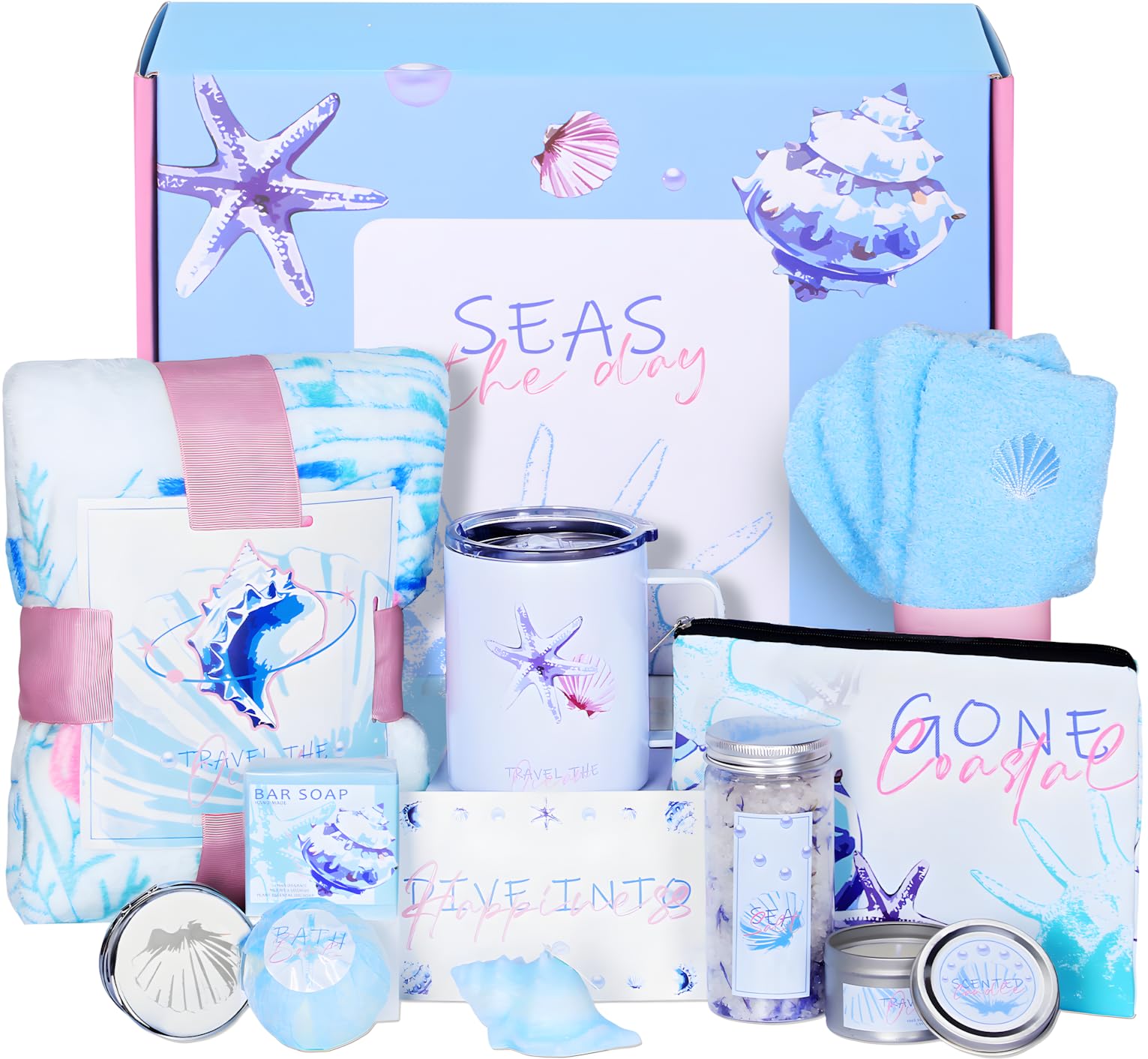 Birthday Gifts for Women Self Care Spa Gifts Get Well Soon Basket Care Package Flannel Blanket Candle Bath