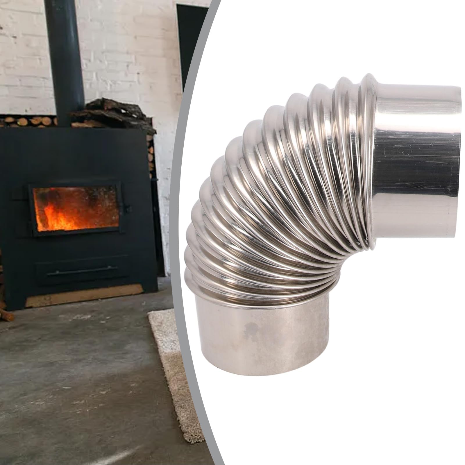 PFXNGMS Stove Flue Steel Flue Pipe Elbow,Elbow Chimney Liner Bend,Elbow Stove Pipe, Stainless Steel Wood Chimney Pipes, Heat Flue Pipe Rain Cap(70mm)