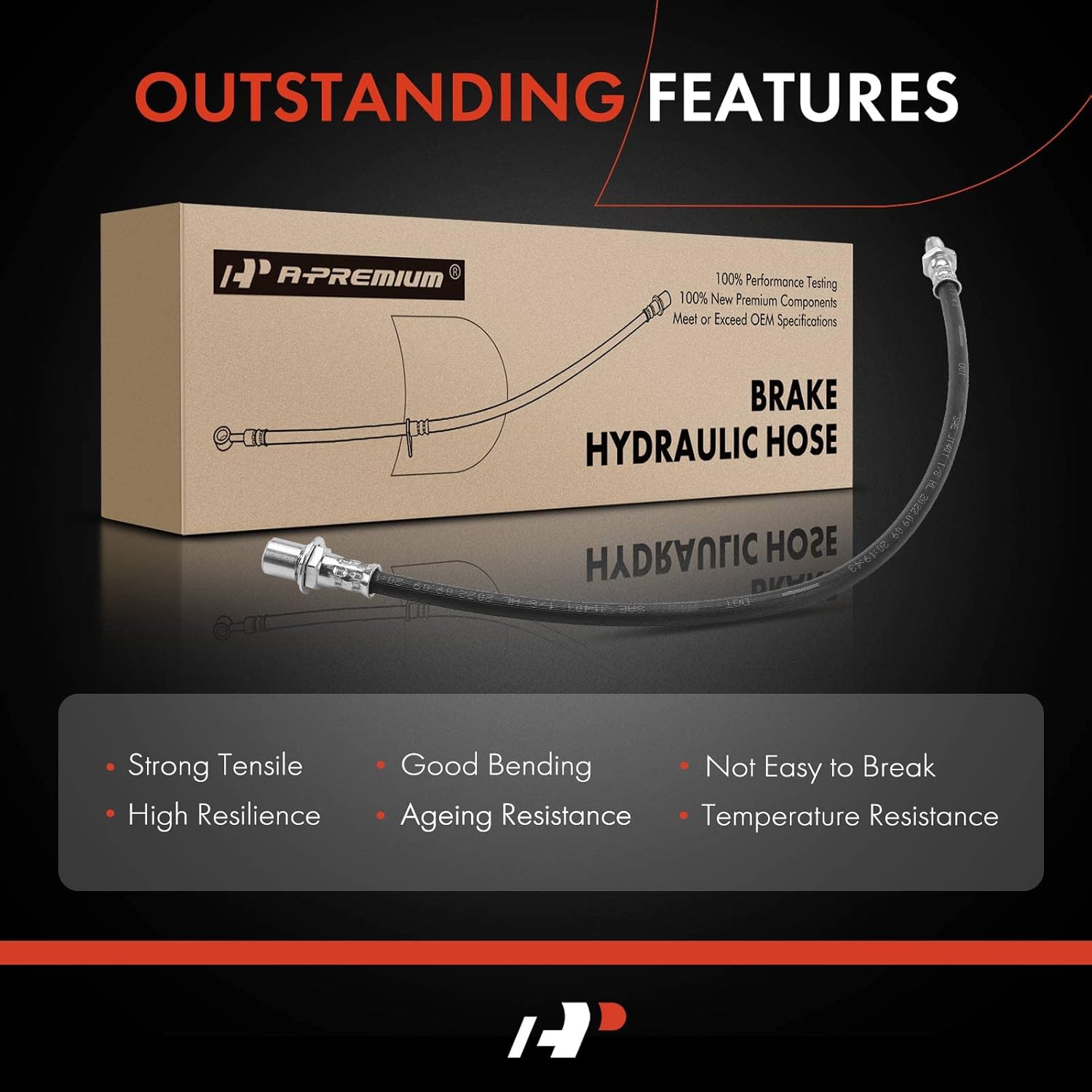 A-Premium Rear Center Brake Hydraulic Hose Compatible with Select Toyota Models - Tundra 2000 2001 2002, 4WD Models Only - Replace# 9008094071
