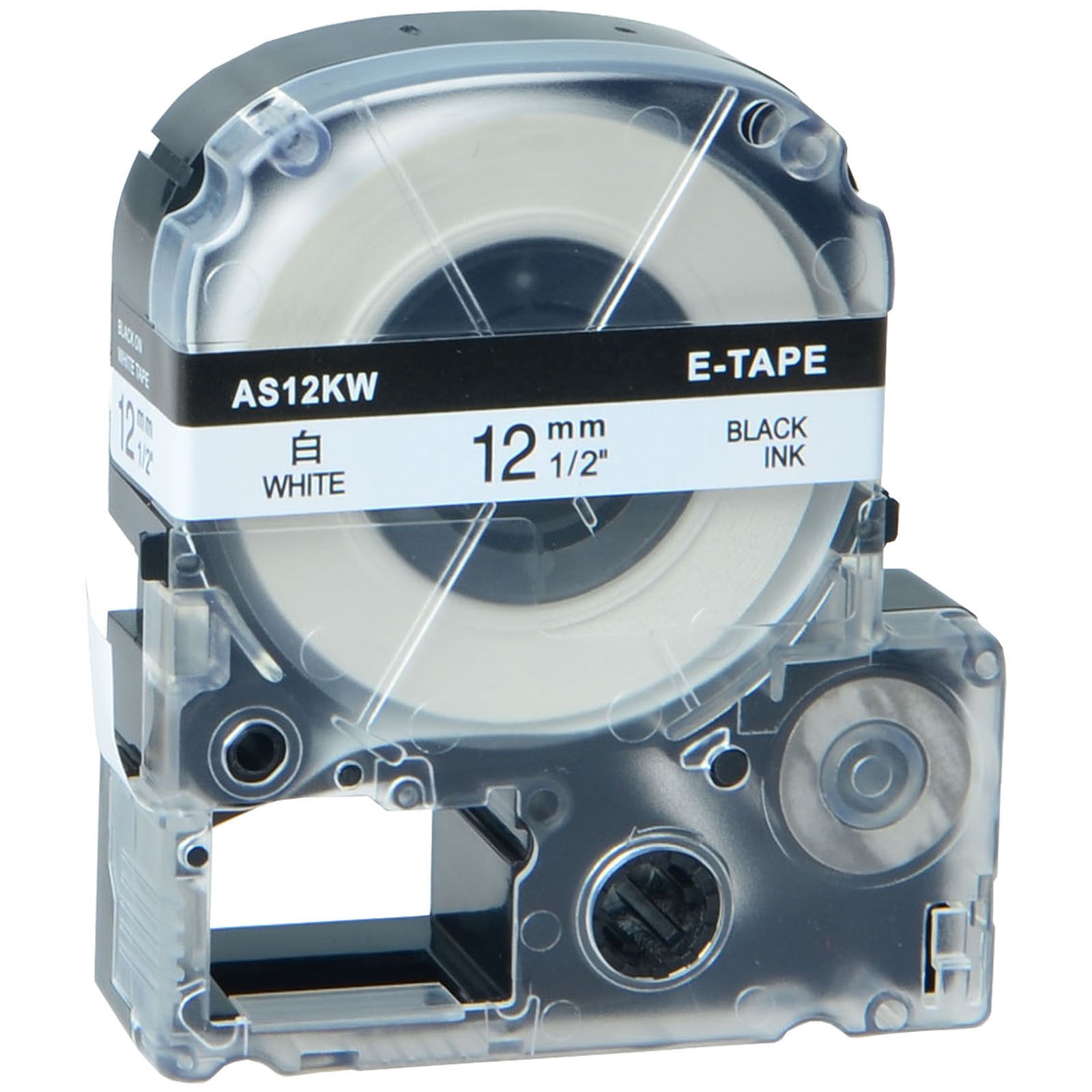 GREENCYCLE Compatible Epson LabelWorks Standard LK (Replaces LC) Label Tape LK-4WBN LC-4WBN9 AS12KW Black on White for LW-400 LW-700 LW-1000P Labelworks (1/2" 26ft, 12mm x 8m)