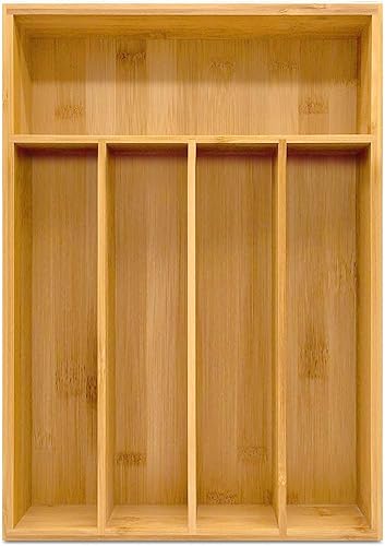 Miniatura 3 de Organizador de bambú de 2 piezas cajón de maquillaje expandible de 8 y 5 compartimentos organizador de separadores de cajones soporte ajustable para