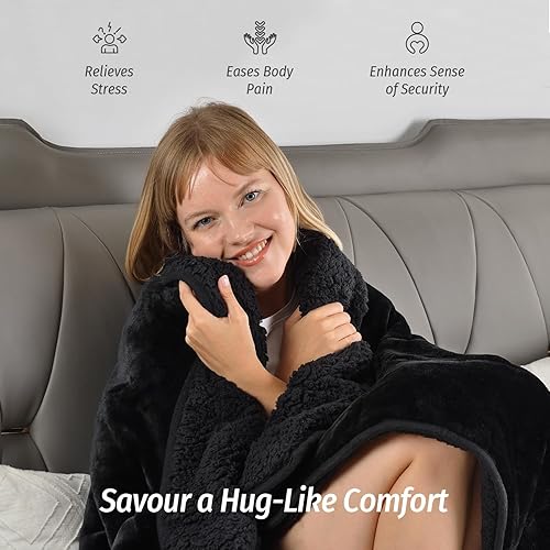 Miniatura 4 de Wemore Manta con peso para adultos, tamaño individual, 15 libras, manta con peso de jacquard suave y mullida de doble cara para dormir, acogedora