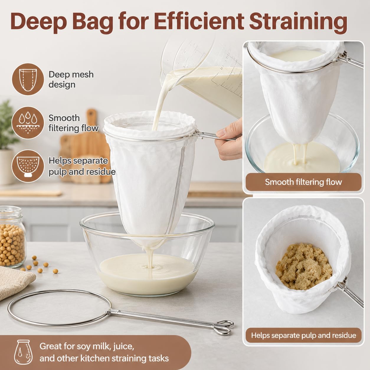 RAINFLOW - Bolsas de filtro de malla para filtro de leche de nuez, café, leche, mantequilla y queso fresco para el hogar o tienda (tamaño pequeño)