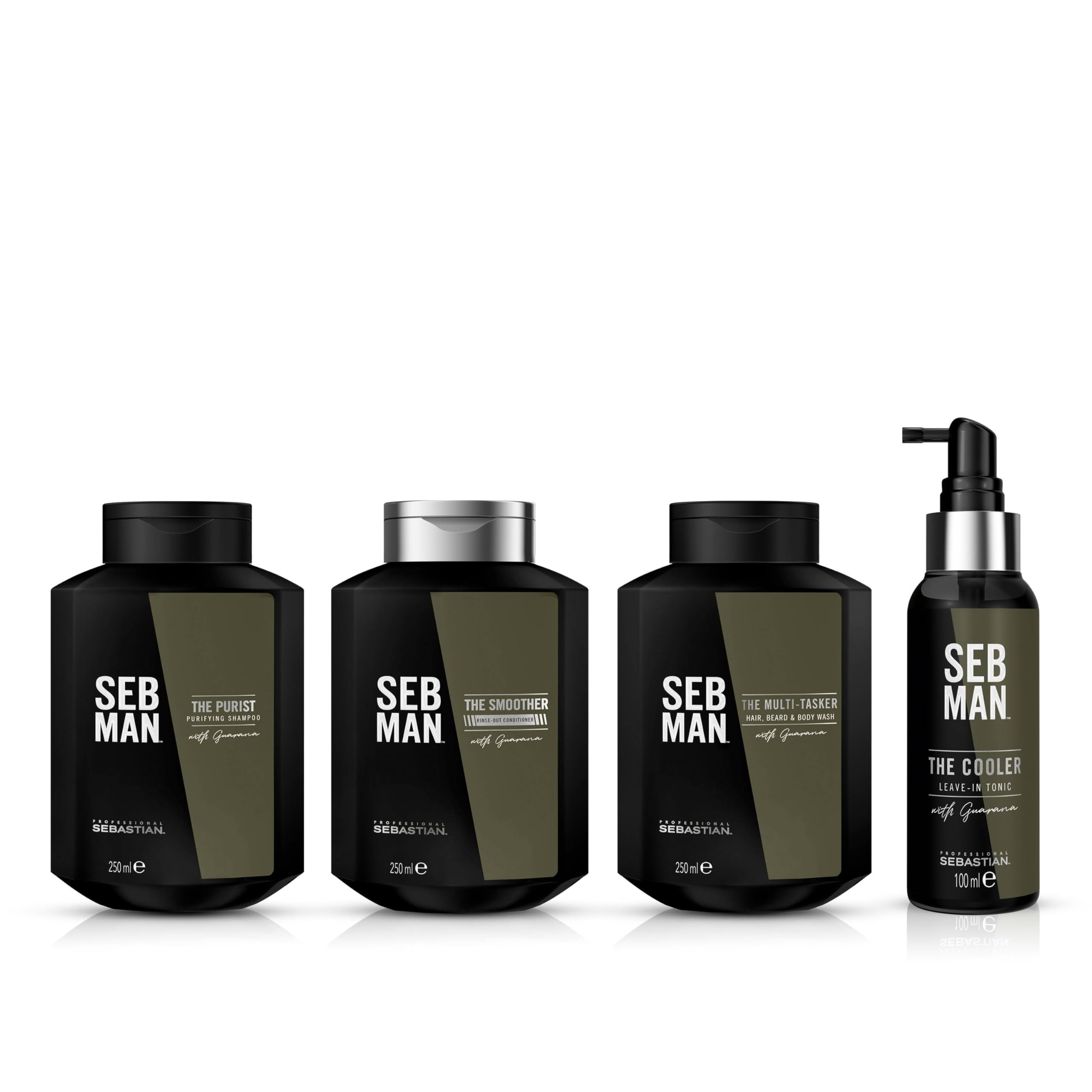 SEBASTIAN PROFESSIONAL The Multitasker: Champú Hombre Frescor Intenso 3-in-1: Piel, Cabello Y Barba, Cedro, 1000 Mililitro