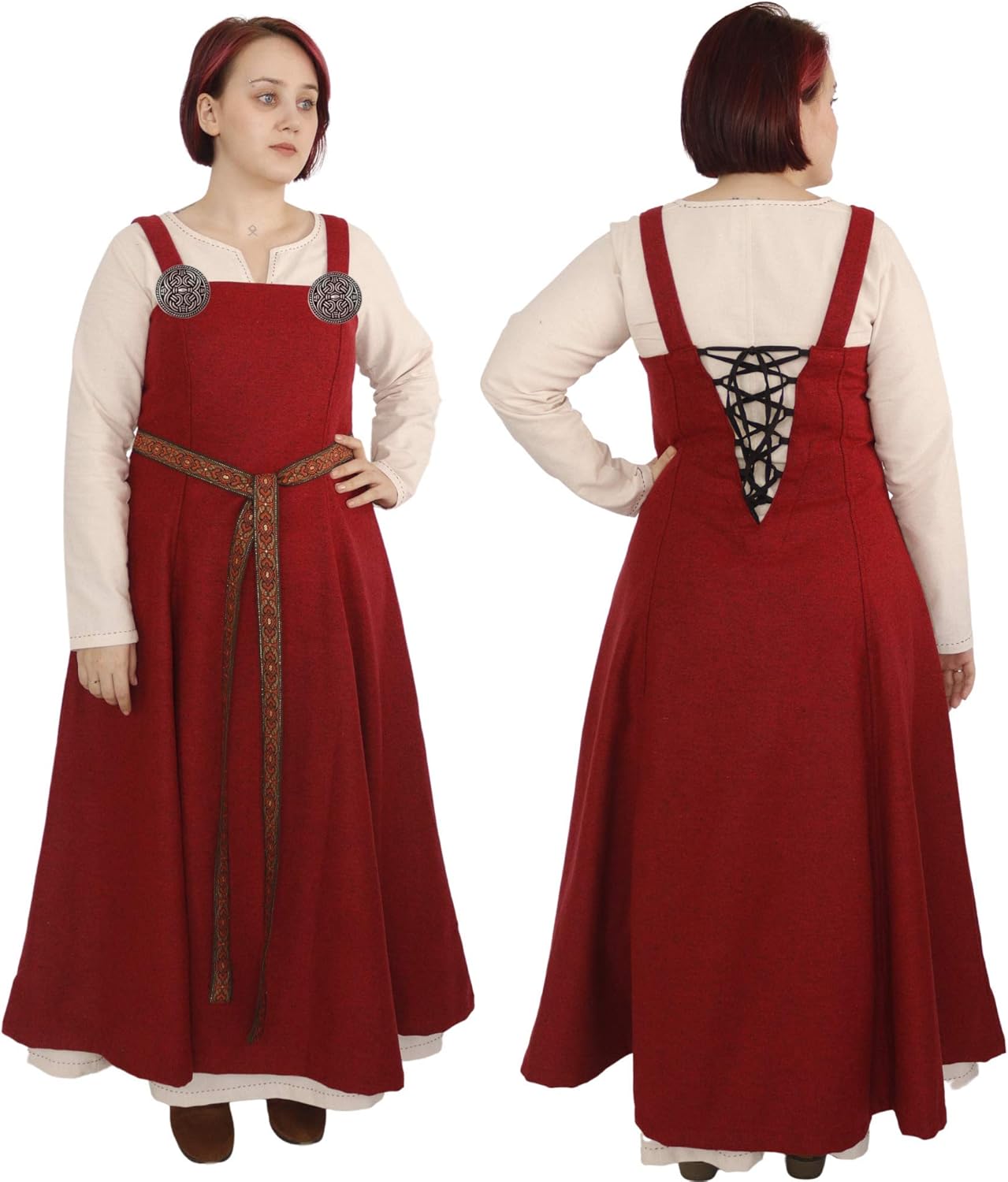 Anna - Medieval Viking Apron Overdress with Laced Back - Made in Turkey