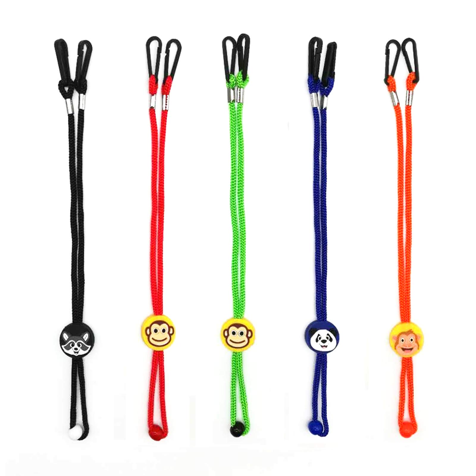 5PCS Face M.a.s.k Necklace Kids Adjustable Lanyards Holder, Neck Strap for Child with Double Badge Clips, School Childrens Bulk Chain Hanger Comfortable Ear Savers Keepers Around Neck (14.6 in)