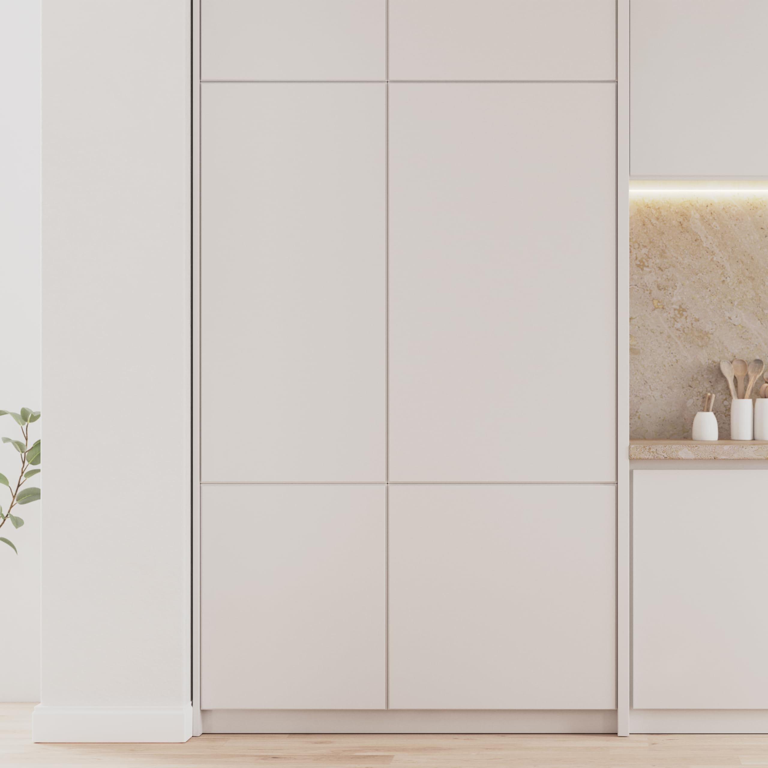 Cecotec Lodówka kombi zintegrowana 341 l Bolero CoolMarket Combi BI-D FLW 341, klasa E, Total NoFrost, Full LED Wall, Fresh Zone Plus, Kompresor Inverter Plus, Fast Cooling & Freezing, 193,7x69 cm.