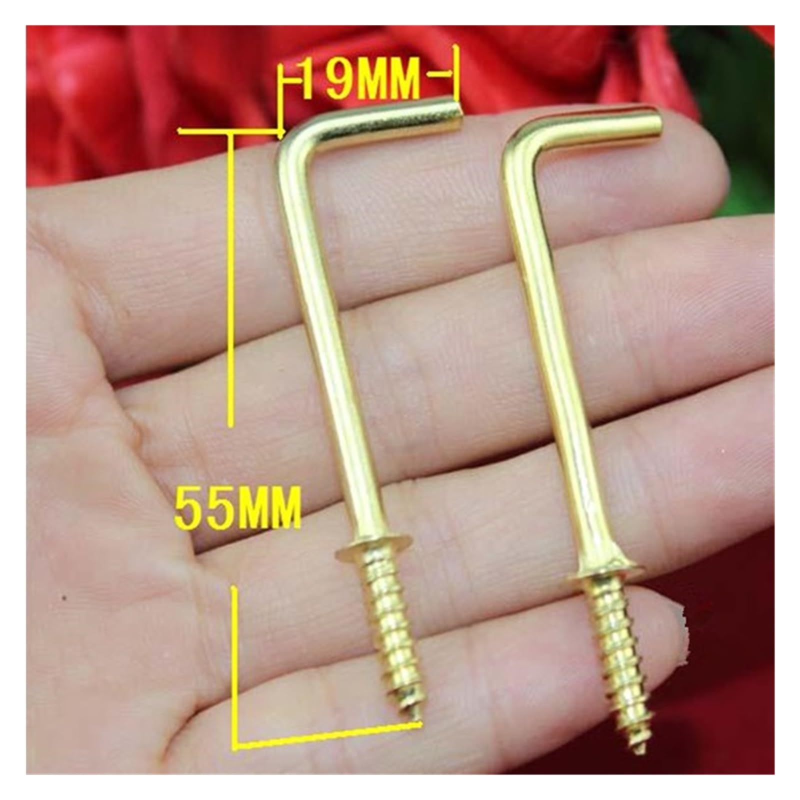 CHATROOM Gelber rechtwinkliger Schraubhaken, Eisenhaken, Haken im 7er-Stil, L-Stil, Schafösenhaken, Schrauben for Rahmenzubehör, 100 Stück(38X12mm)