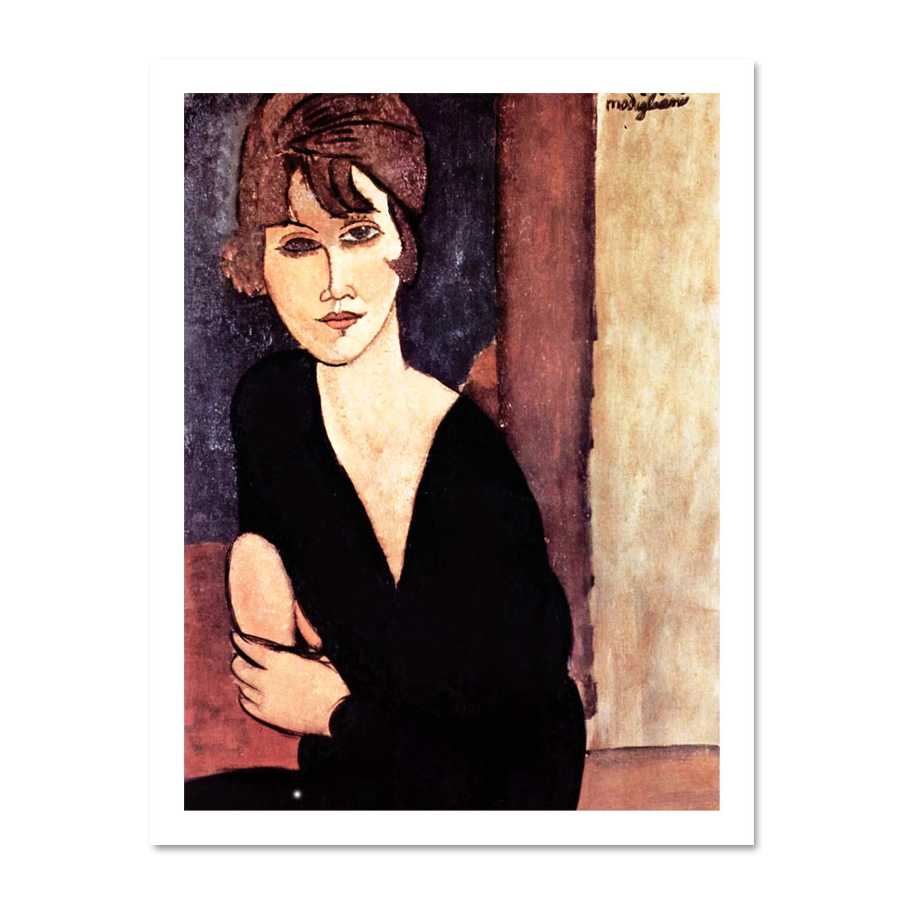 Wee Blue Coo Amedeo Modigliani Portrait Madame Reynouard Old Large Framed Art Print Poster Wall Decor 18x24 inch