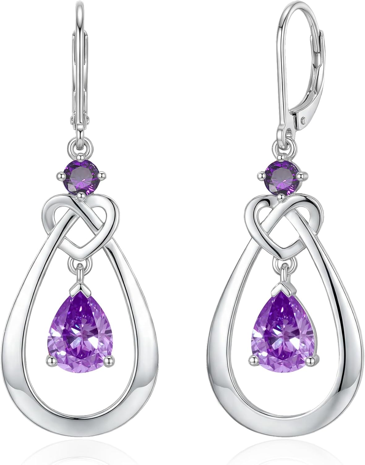 Infinity Love Dangle Drop Earrings 925 Sterling Silver Teardrop Birthstone Leverback Earrings, Birthday Anniversary Jewelry Gifts for Her Women Mom Wife