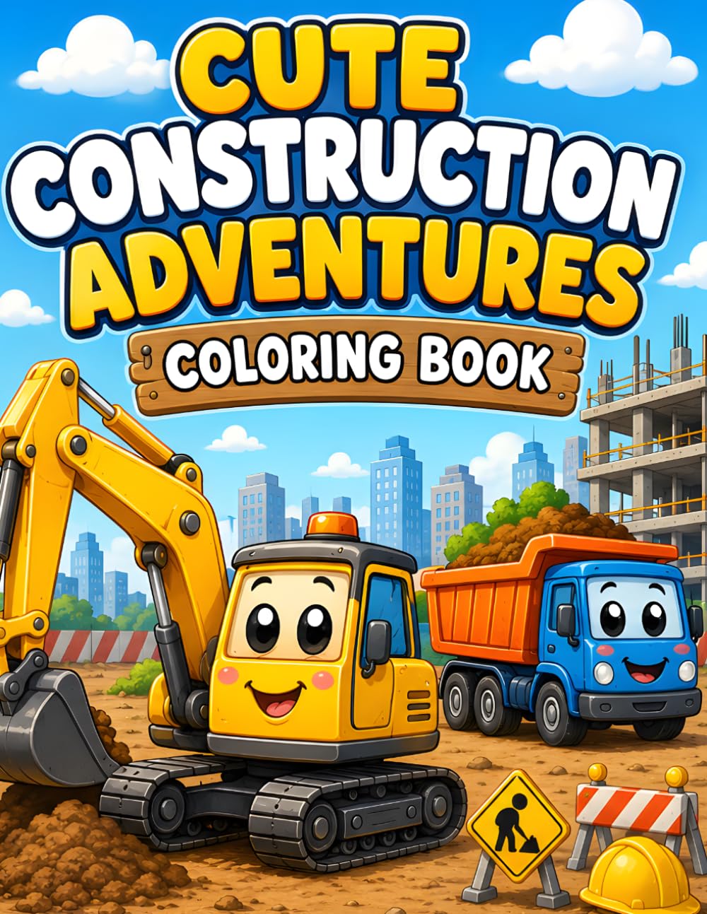 Cute Construction Adventures: Fun and Easy Construction Vehicle Coloring Book for Kids Ages 3-6 (Cute Vehicle Adventures)