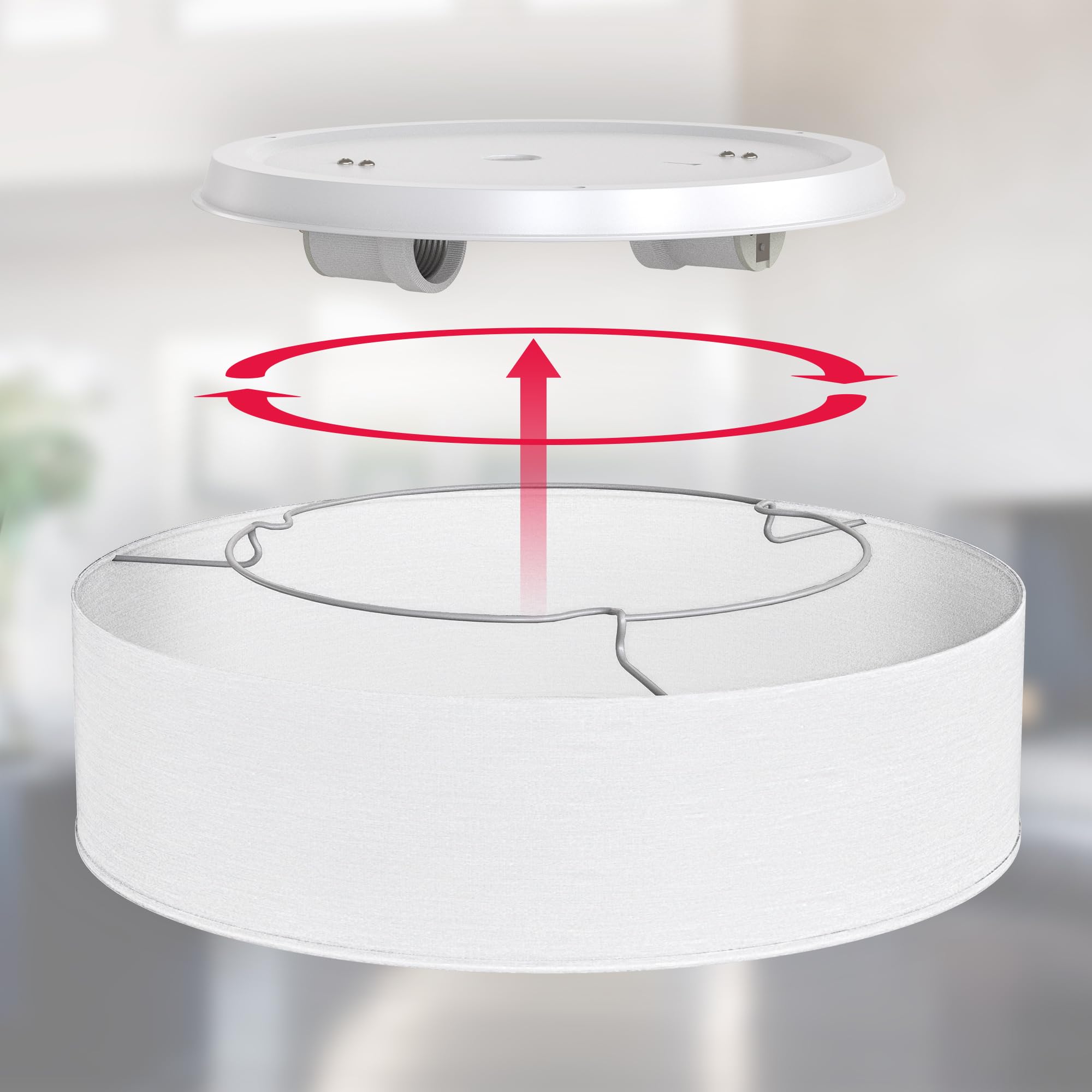 B.K.Licht - Plafonnier avec abat-jour en tissu, douille E27, max. 40 watts, lustre salon, lustre chambre, luminaire plafonnier, lampe cuisine, plafonnier salon, 38x10 cm, blanc
