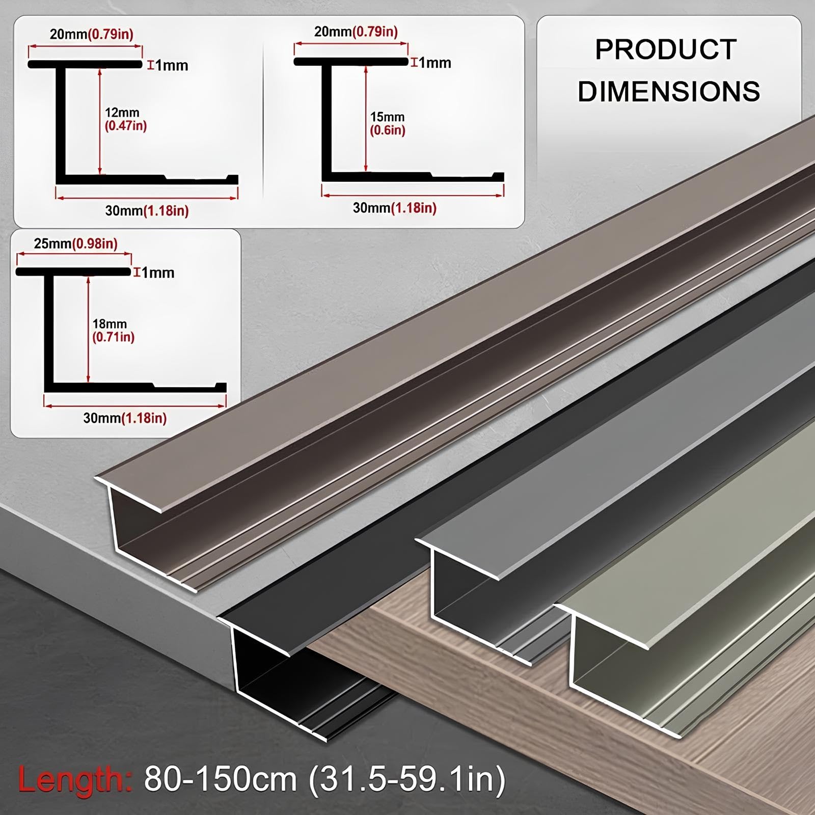 Profilo Terminale Per Pavimento Striscia Di Transizione In Alluminio | Striscia di Rivestimento del Bordo del Copertura di 12/15/18mm Pavimenti(Rose gold,12mmx140cm)
