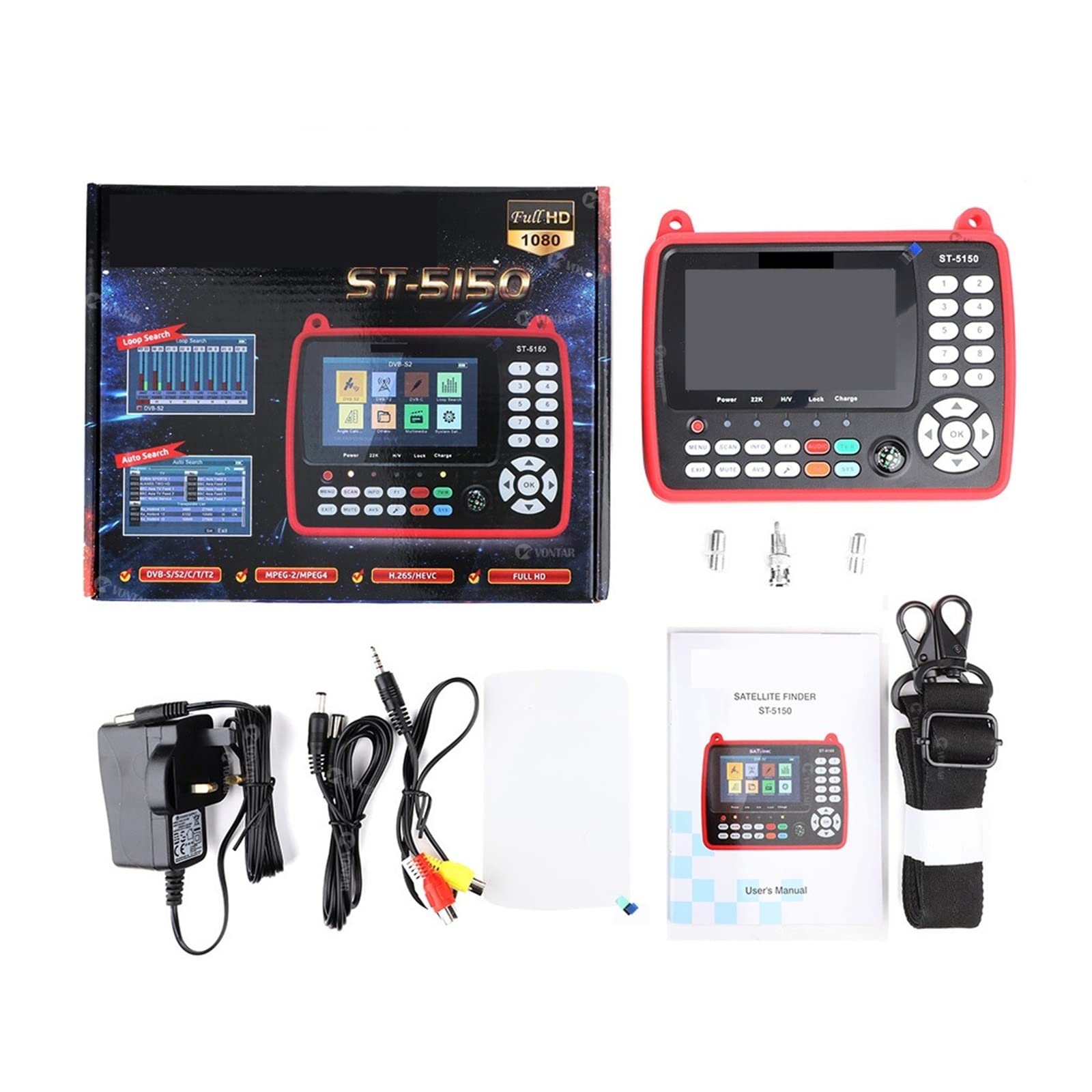 Buscador de satélites ST-5150 DVB-S2/T2/C COMBO HD Satellite Finder Meter H.265 HEVC MPEG-4 QPSK 8PSK 16APSK Pantalla TFT LCD de 4,3 pulgadas Alto rendimiento