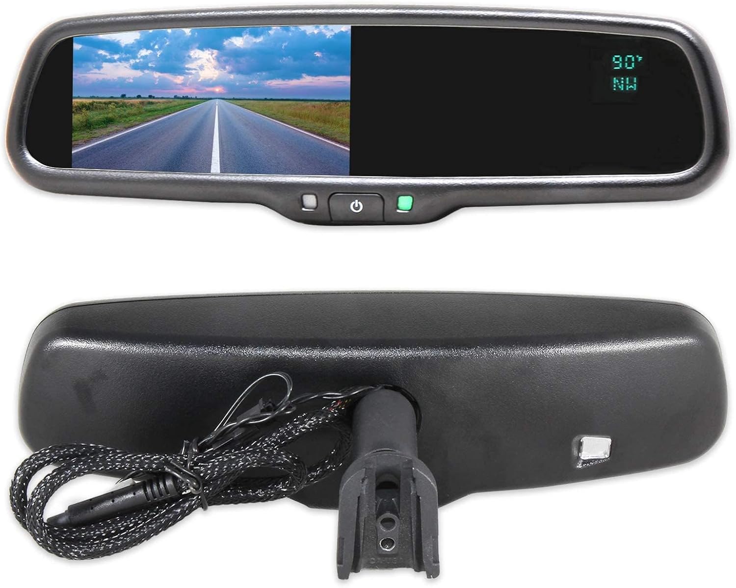 EWAY Rear View Auto Dimming Mirror with Compass and