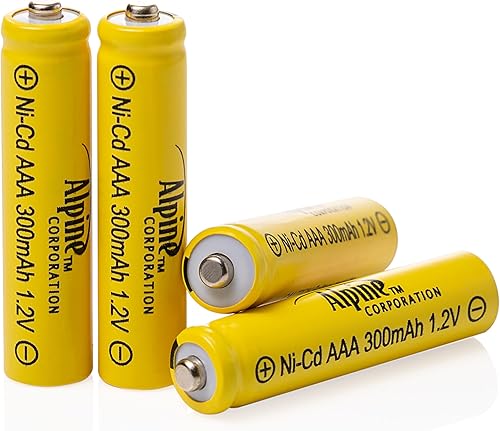 Alpine Corporation AAA Ni-CD Baterías recargables de repuesto para luces de jardín alimentadas por energía solar, juego de 4
