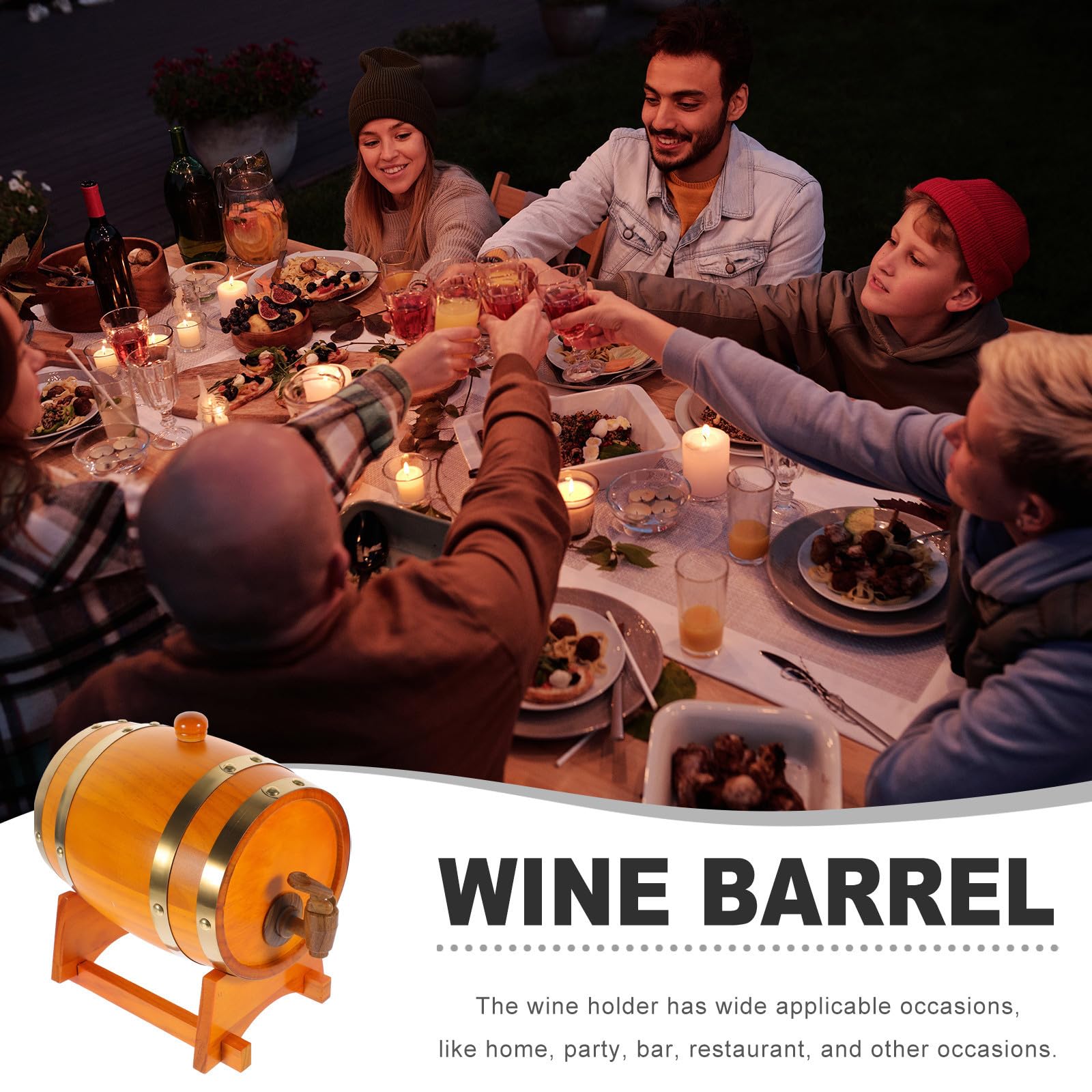 Operitacx Barril de Cerveza de Madera Barrica de crianza de Vino Dispensador de Bebidas de 1.5L con Grifo y Base de Madera para Bar o hogar