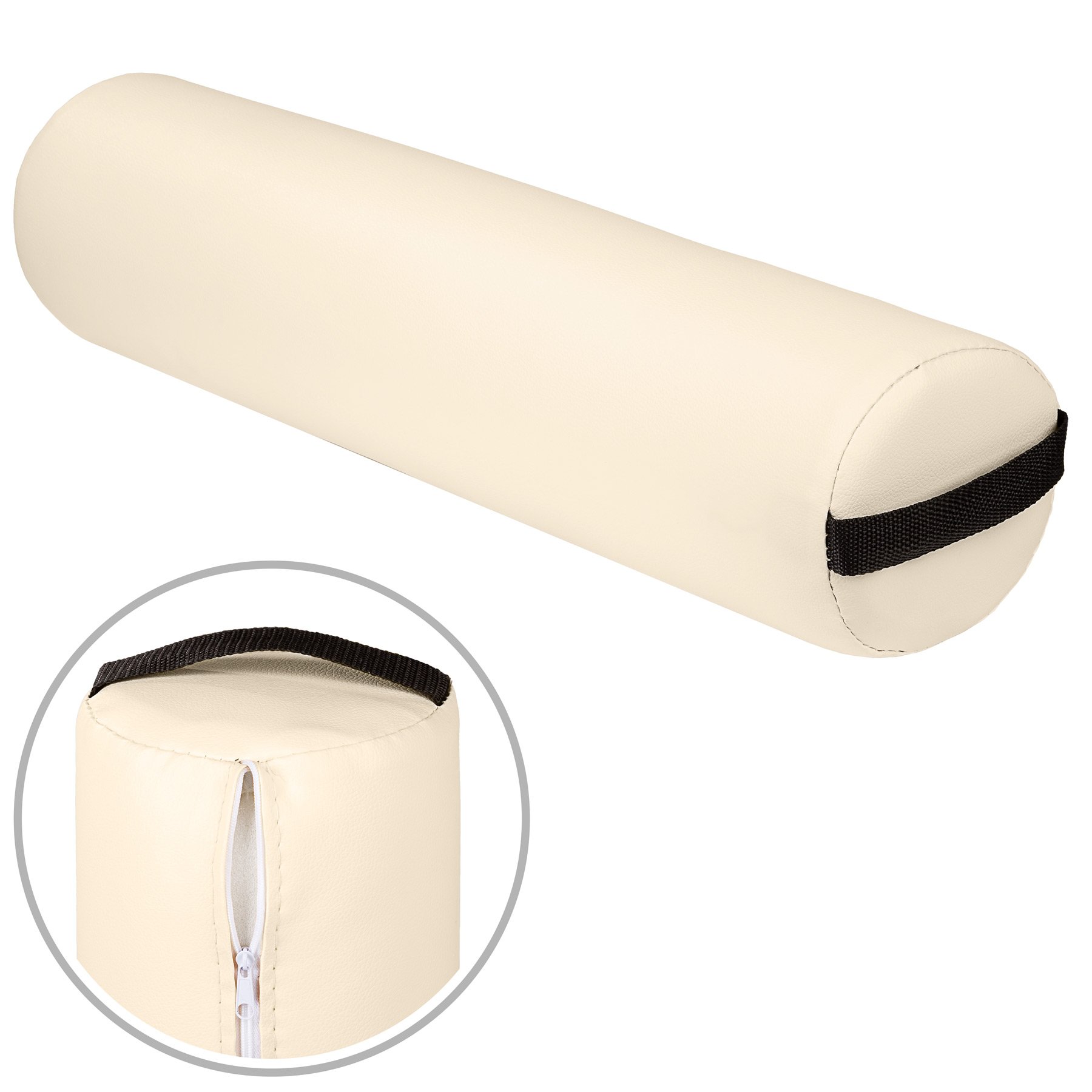 tectake® Taburete Plegable portatil con Asiento Acolchado y Funda de Cuero sintético, Accesorios Camilla Masaje Plegable, Ideal para Camilla estetica y Camilla Plegable Fisioterapia - Beige