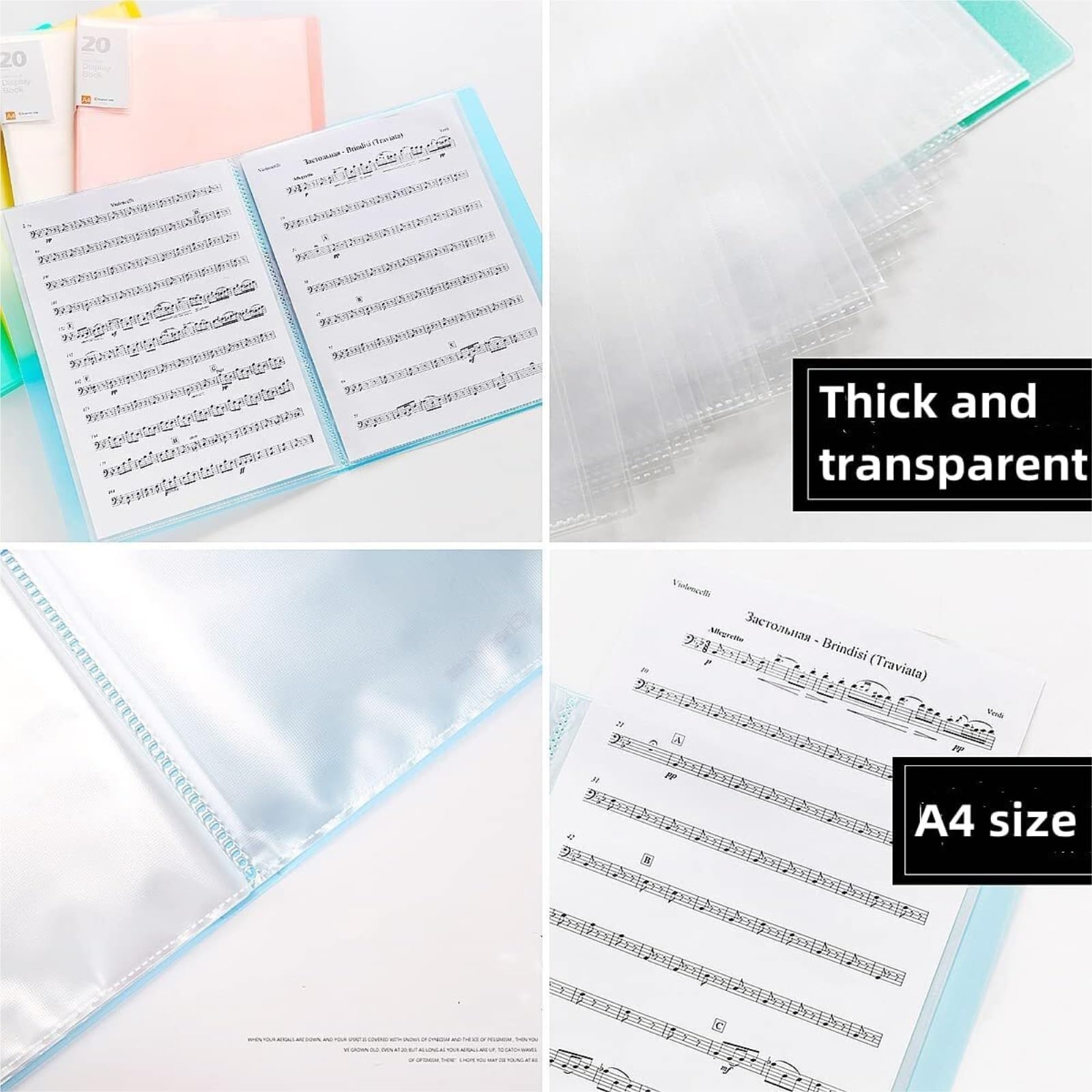 ordner 5er-Pack transparenter Einband for Präsentationen im A4-Format mit 60 Fächern | Dokumentenordner für Schule und Büro