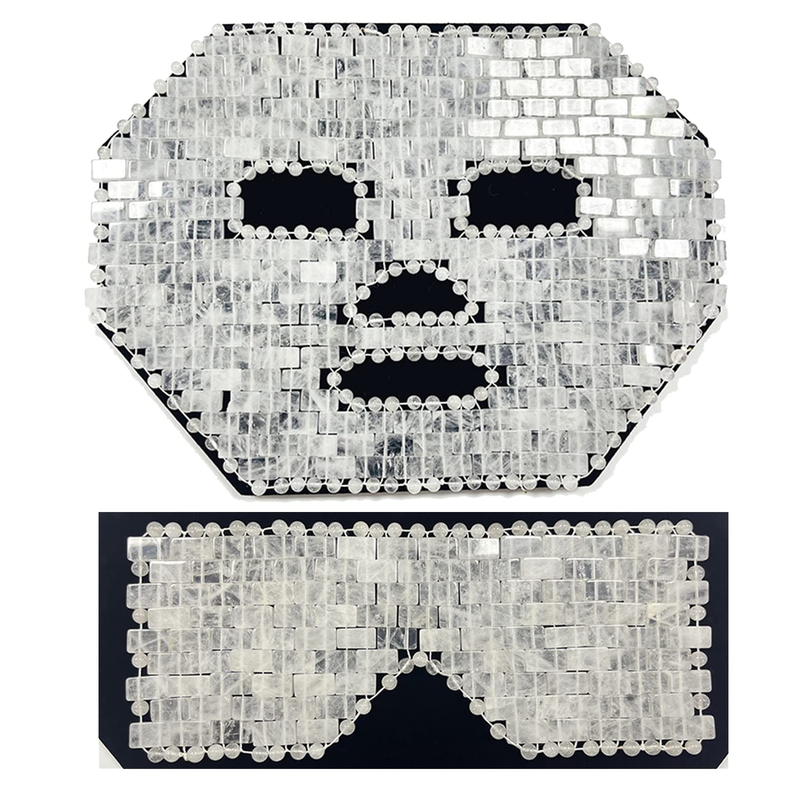 Máscara Cuarzo Transparente para Dormir Jade Natural Mujeres Juego Herramientas Masaje Cuidado Piel Incluye Facial Antifaz Rodillo Gua Sha Herramienta Belleza Terapia Frío