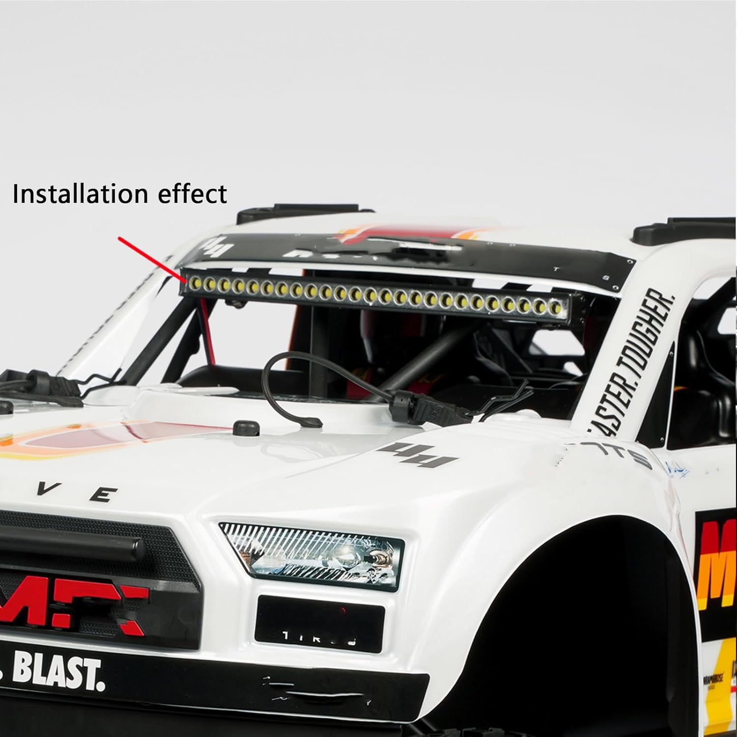 Headlight & Rear Light Set for Arrma 4S 1/8 Mojave,Nylon and Carbon Fiber Durable Head & Rear Light LED 1/8 Scale Lamp Bar for Arrma Upgrade RC Car Parts Accessories