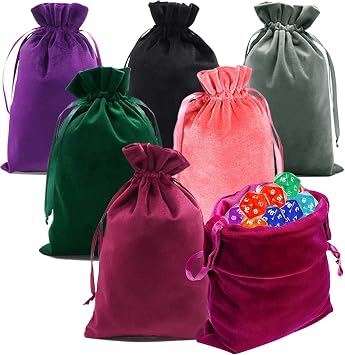 18 Pcs Drawstrings Velvet Bags, 6 X 9 Inch Mixed Colors Velvet Tarot Rune Bags Dice Bag Gift Bag for Jewelry, Wedding Favors, Candy Bag, Party Favors,Travel