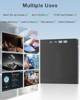 Vista 6 de Unidad Blu Ray externa 7 en 1, USB 3.0 y tipo C externa Bluray/DVD Burner y lector de tarjetas SD/TF, compatible con disco de 100 G R/W para PC