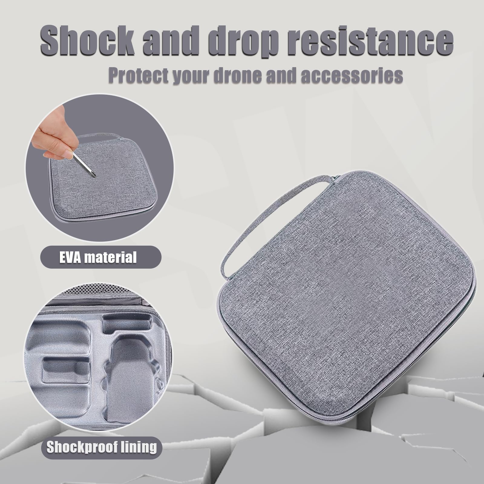LTSKY Mini 4K Bag for DJI Mini 4K, 2 SE, 2 Drone & Controller Accessories - Portable Storage Box, Carry Case, Gray, Minimal - Image 3